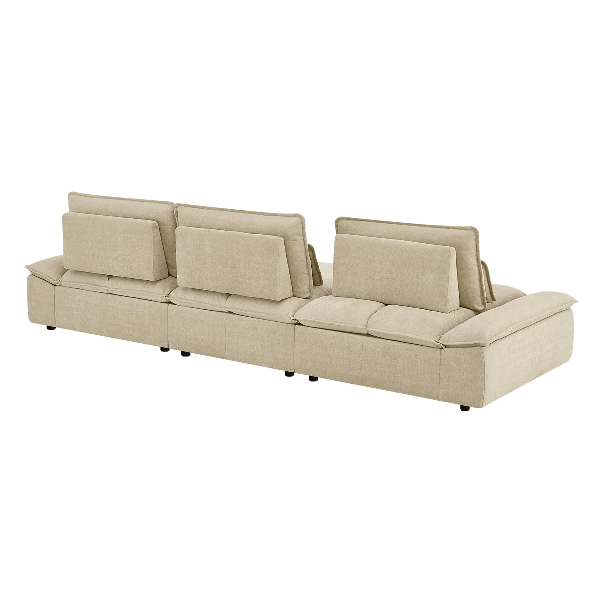 Ace Minimalist Chenille Adjustable Backrest 3-Seater Modular Sofa with Storage Armrest - Image 36