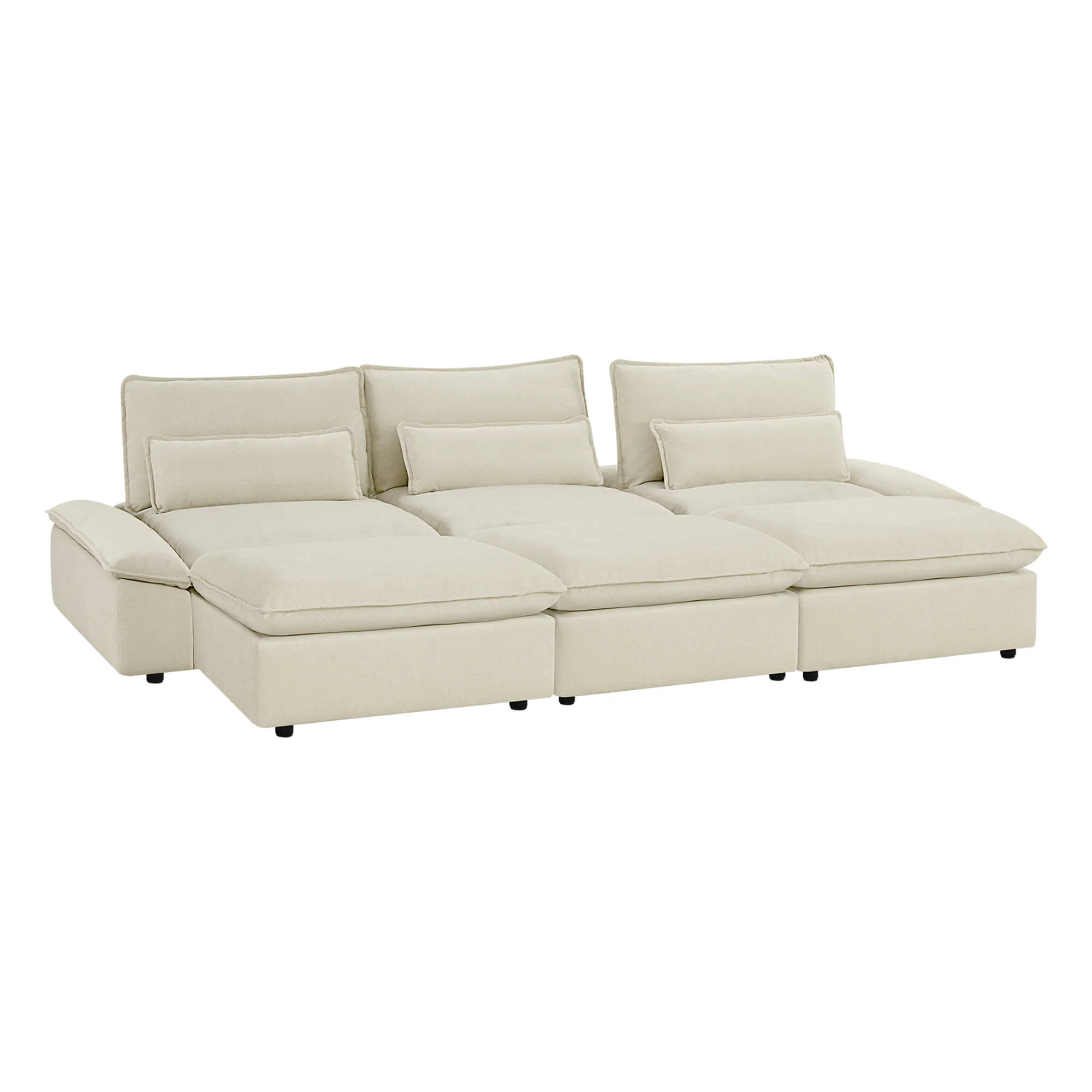 Ace Minimalist Chenille Adjustable Backrest 3-Seater Modular Sofa with Storage Armrest - Image 53