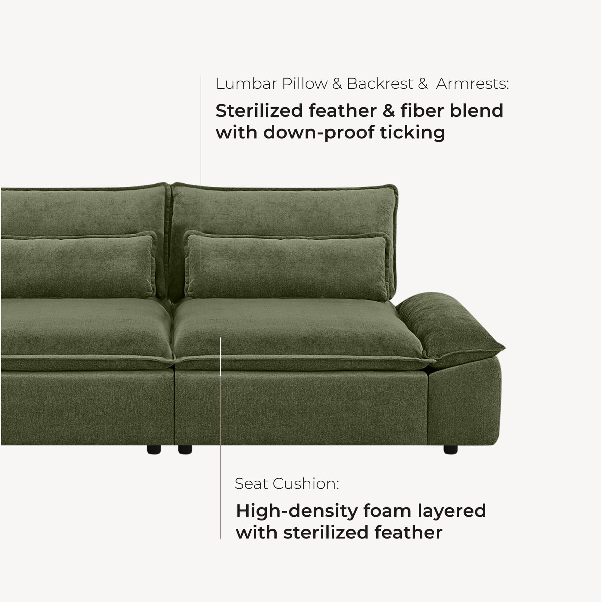 Ace Minimalist Chenille Adjustable Backrest 3-Seater Modular Sofa with Storage Armrest - Image 58