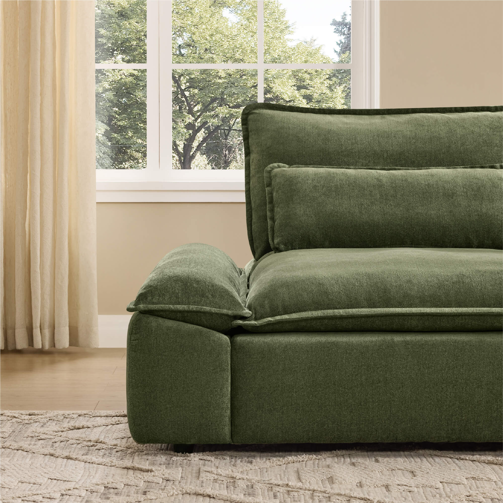 Ace Minimalist Chenille Adjustable Backrest 4-Seater Modular Sofa with Storage Armrest - Image 10