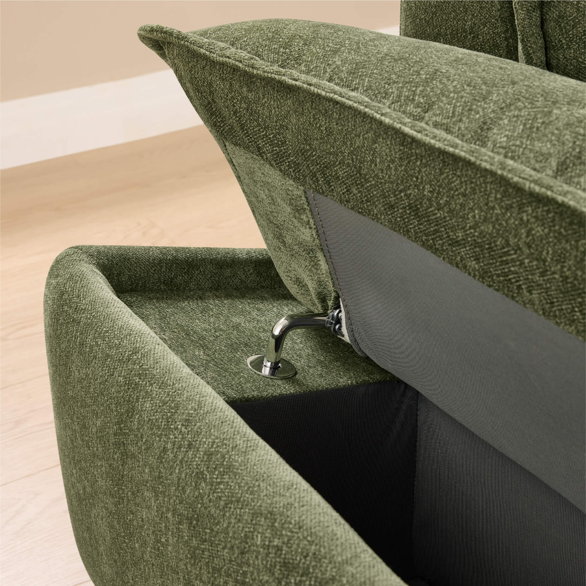 Ace Minimalist Chenille Adjustable Backrest 4-Seater Modular Sofa with Storage Armrest - Image 12