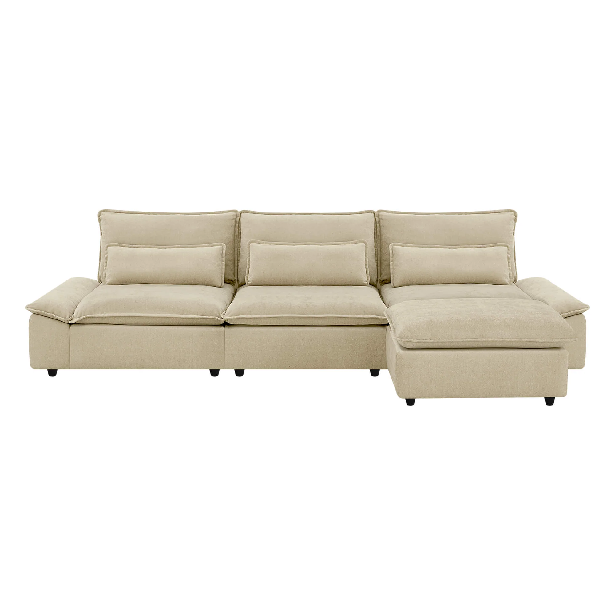 Ace Minimalist Chenille Adjustable Backrest 4-Seater Modular Sofa with Storage Armrest - Image 21