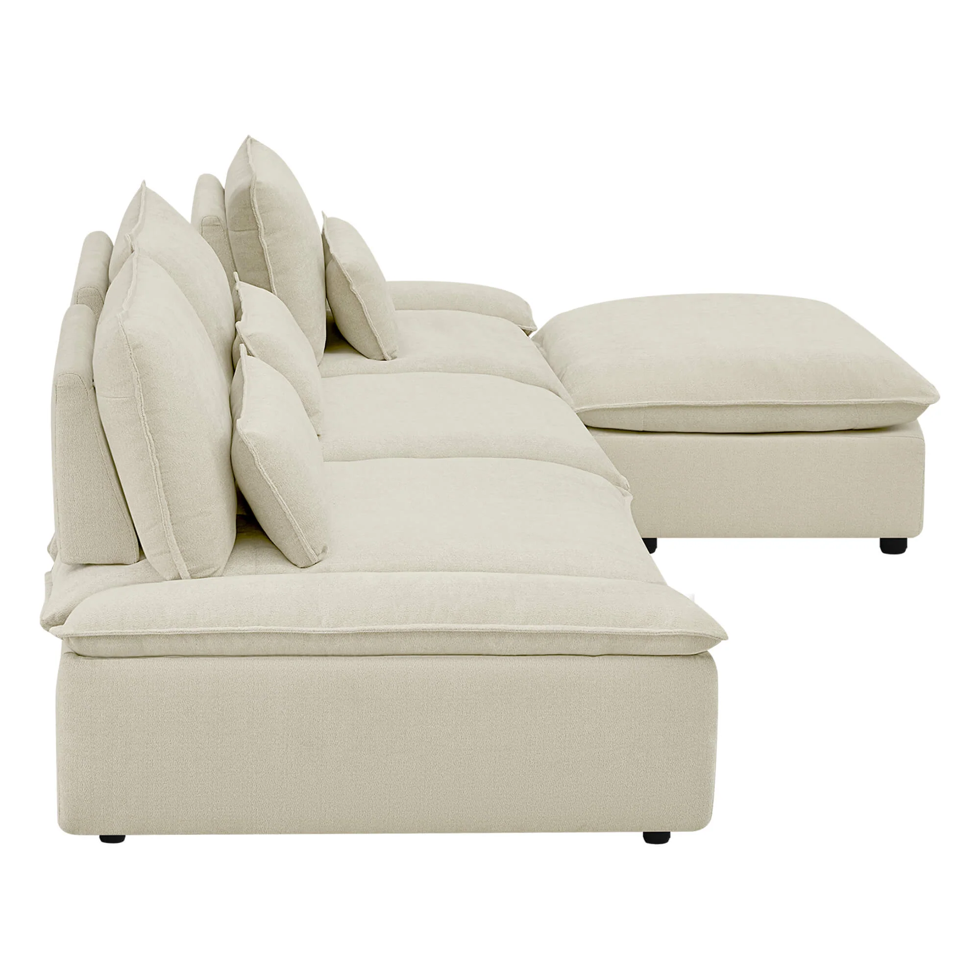 Ace Minimalist Chenille Adjustable Backrest 4-Seater Modular Sofa with Storage Armrest - Image 34