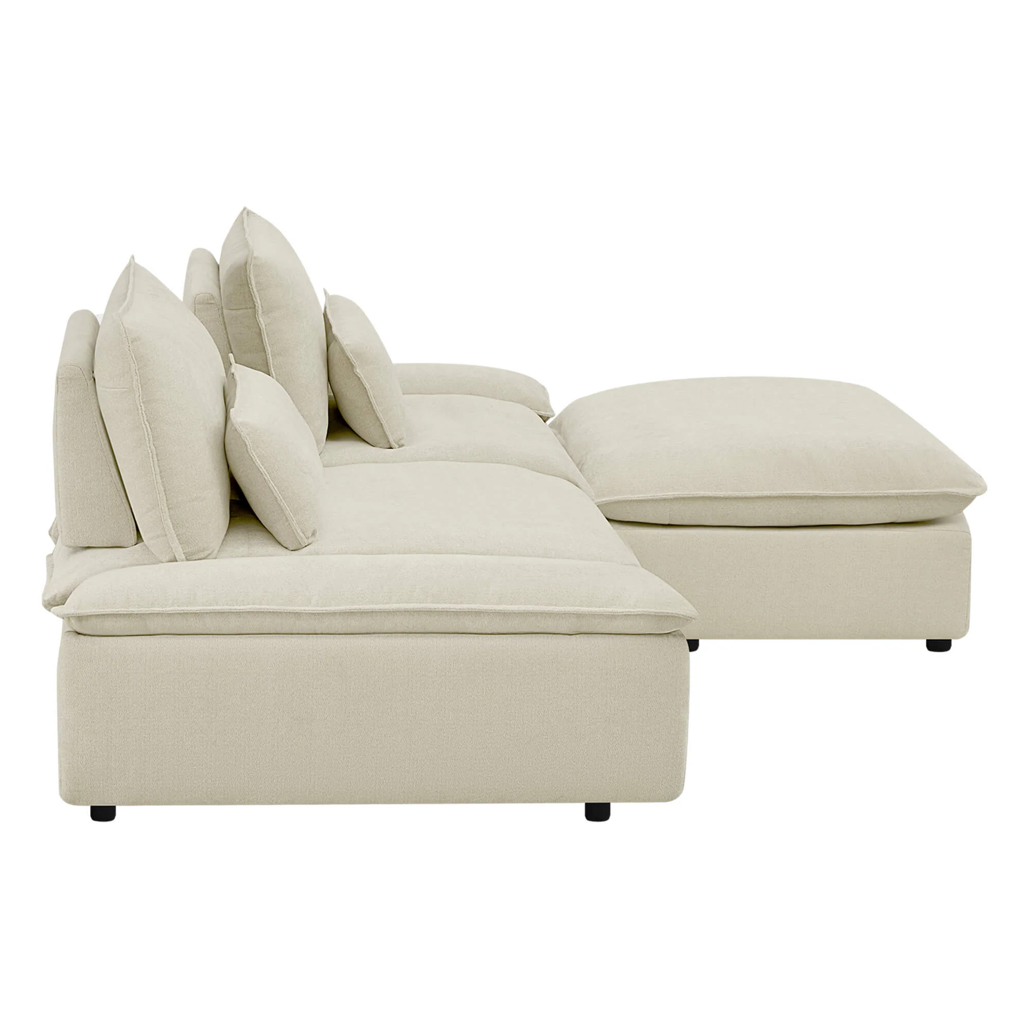 Ace Minimalist Chenille Adjustable Backrest 4-Seater Modular Sofa with Storage Armrest - Image 35