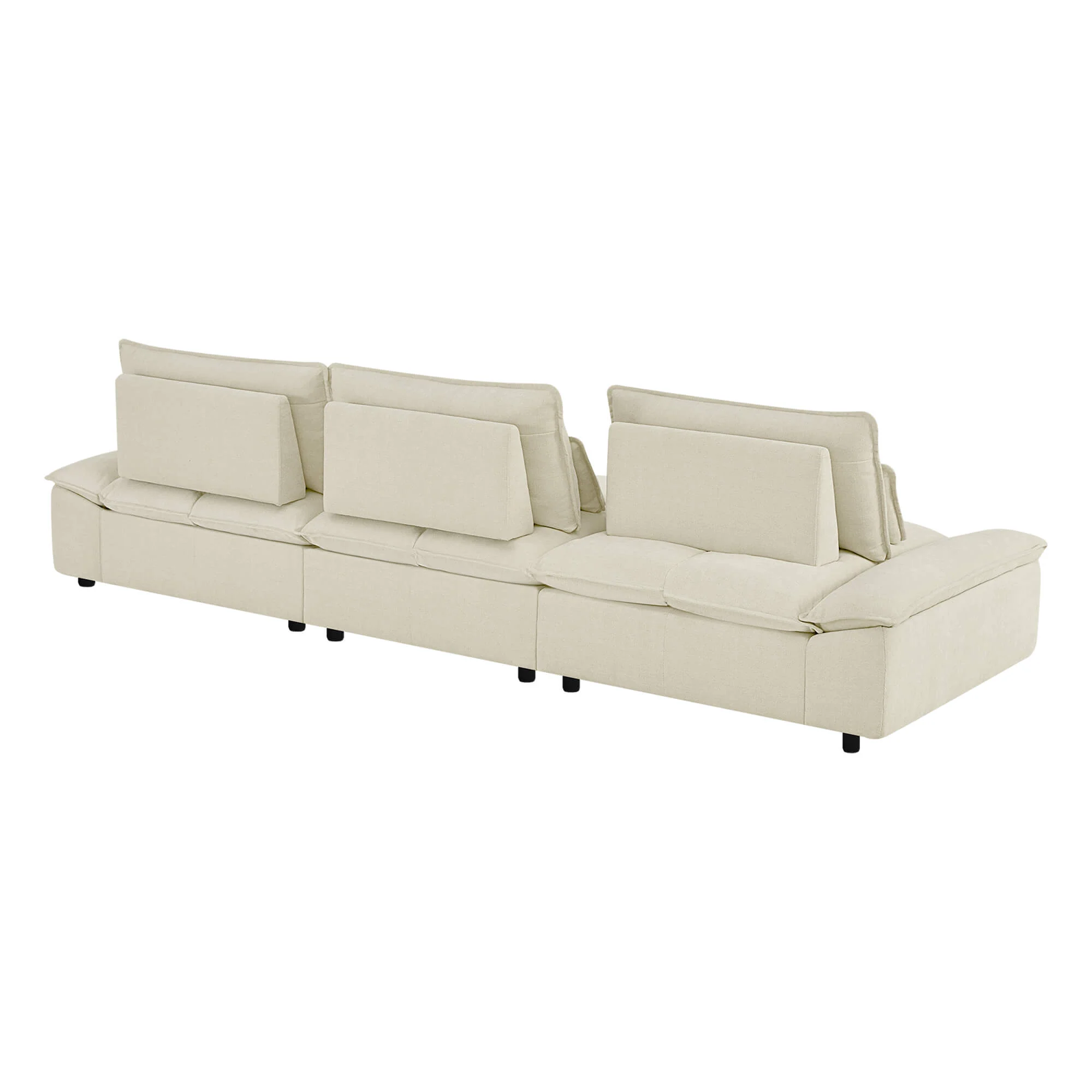 Ace Minimalist Chenille Adjustable Backrest 4-Seater Modular Sofa with Storage Armrest - Image 37