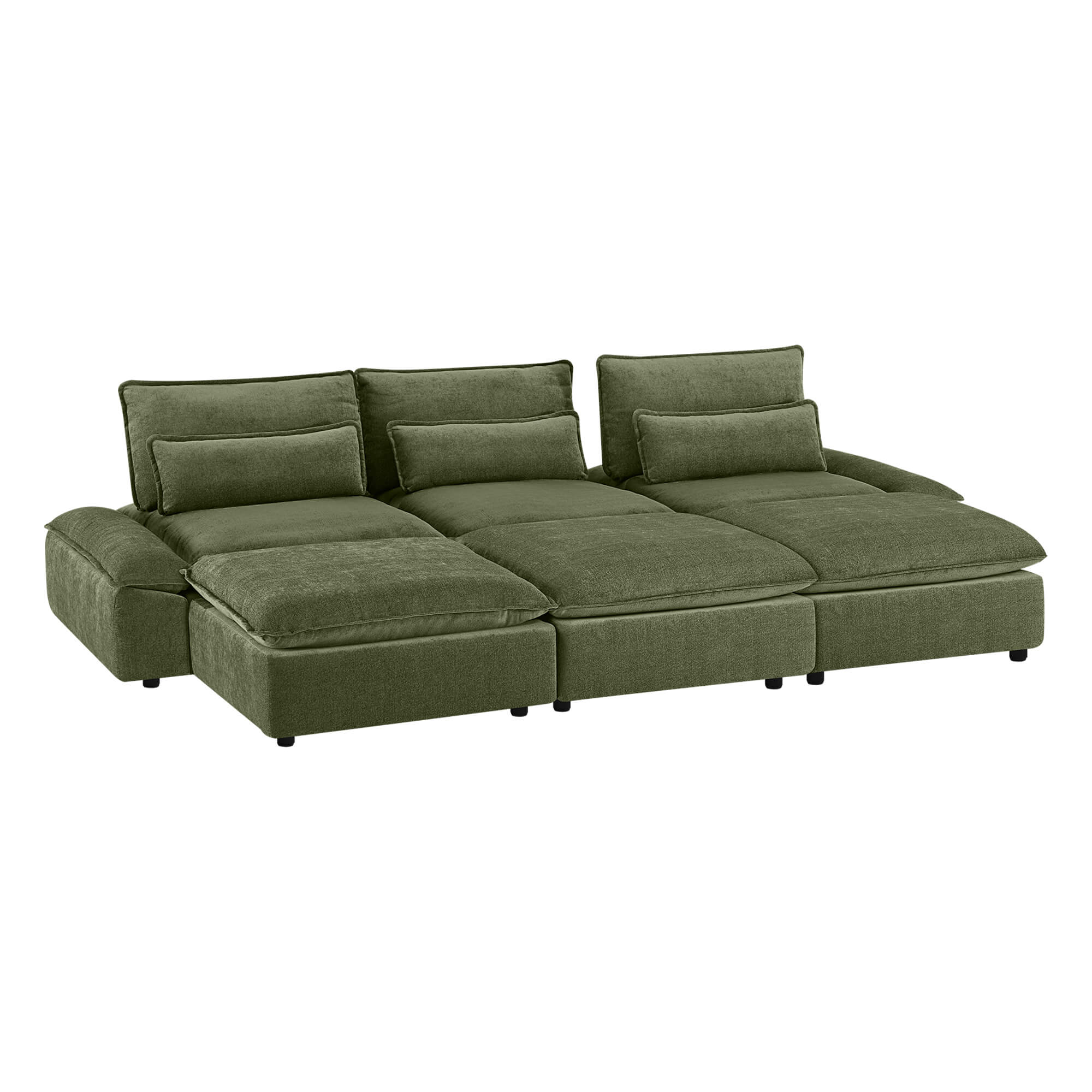 Ace Minimalist Chenille Adjustable Backrest 6-Seater Modular Sofa with Storage Armrest - Image 14