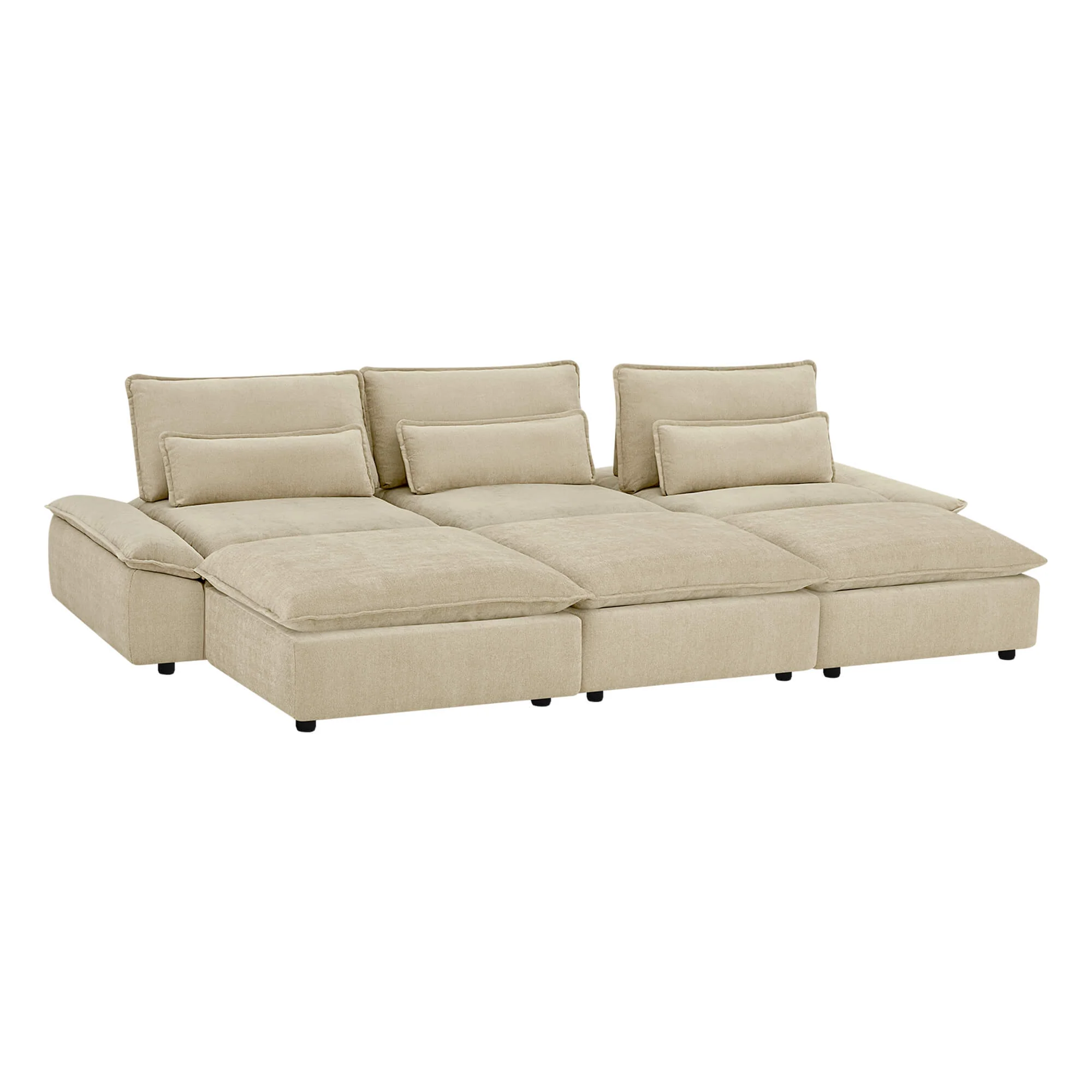 Ace Minimalist Chenille Adjustable Backrest 6-Seater Modular Sofa with Storage Armrest - Image 19