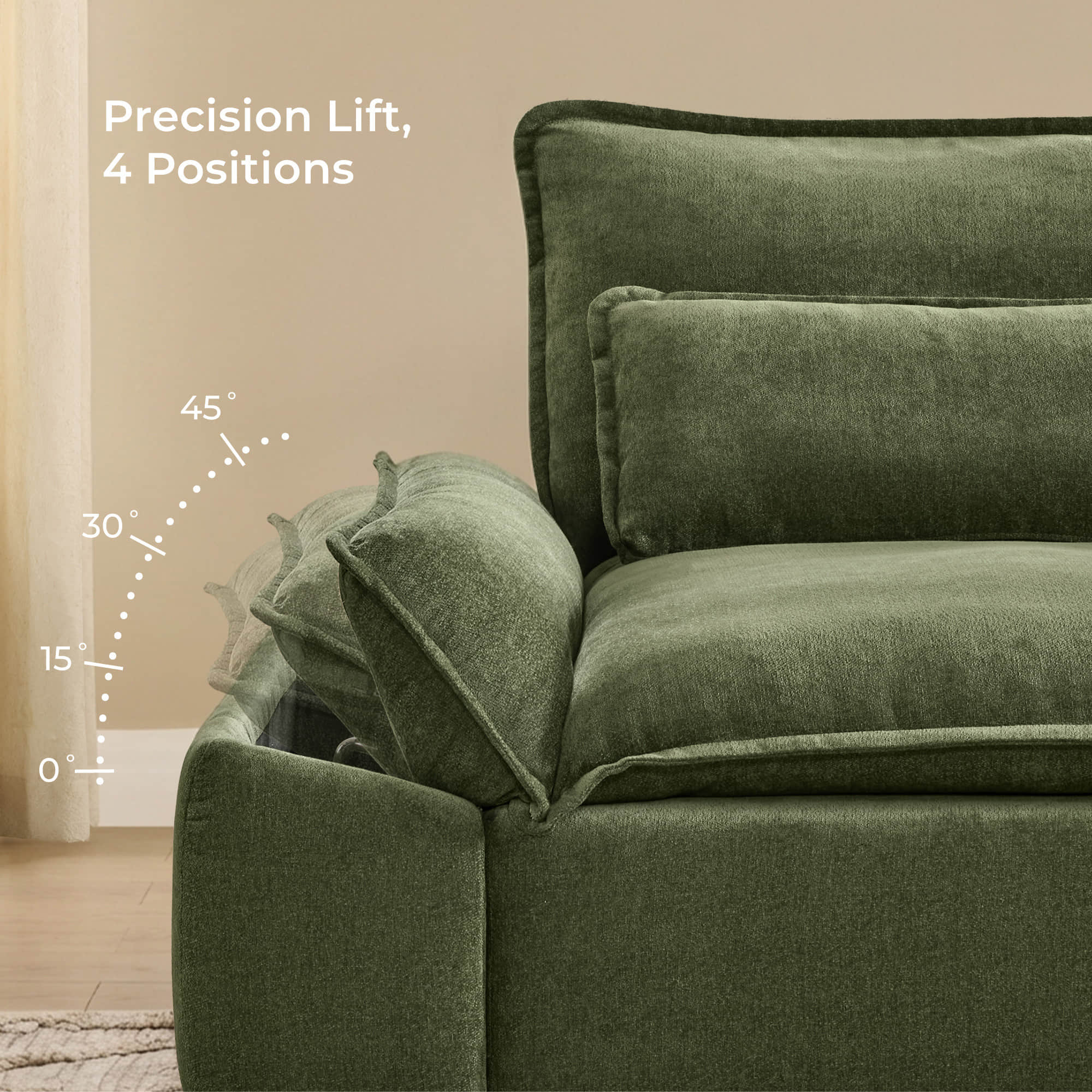Ace Minimalist Chenille Adjustable Backrest Armless Lounge Sofa - Image 24