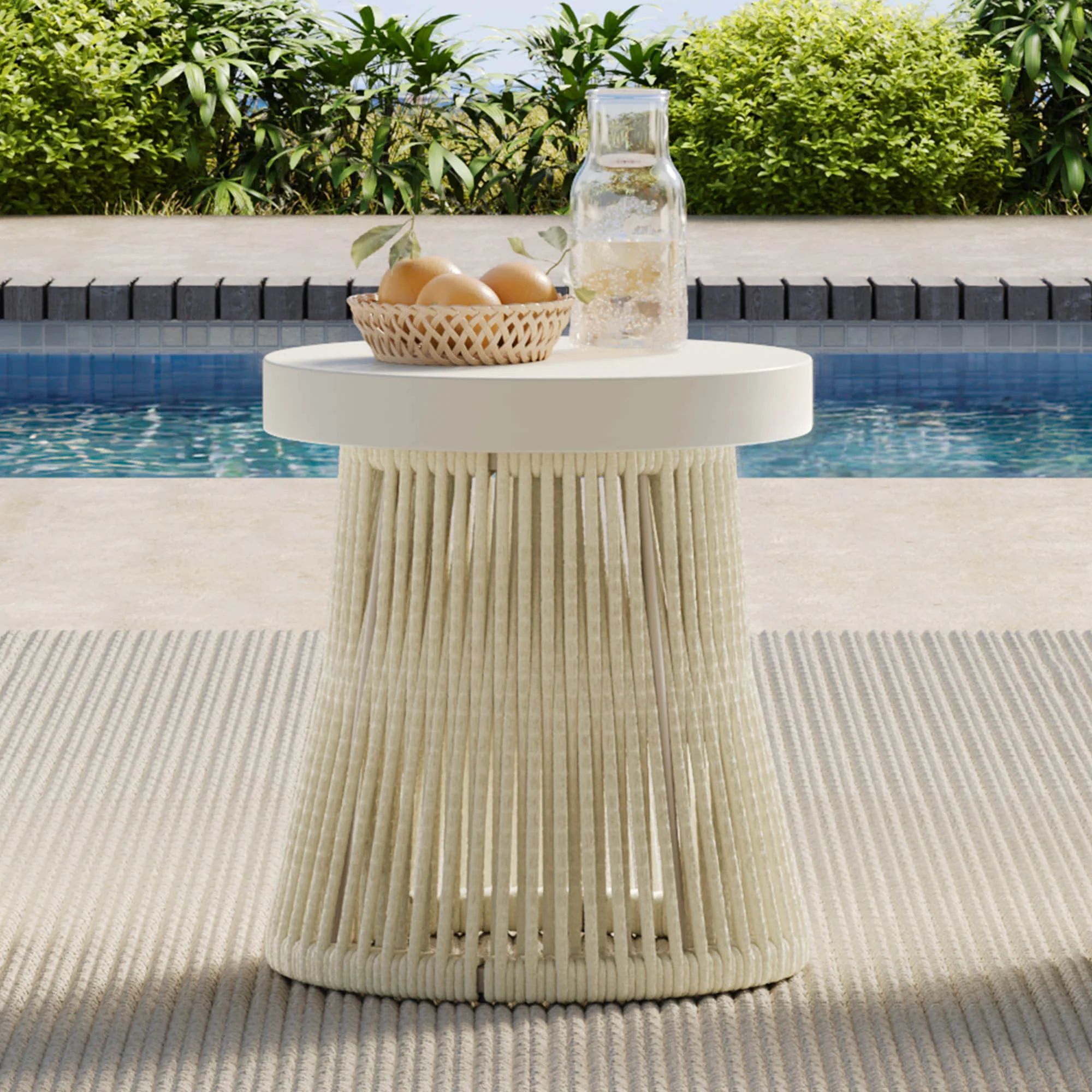 Acker Rope Outdoor Bistro Set with Swivel Chair - Image 10