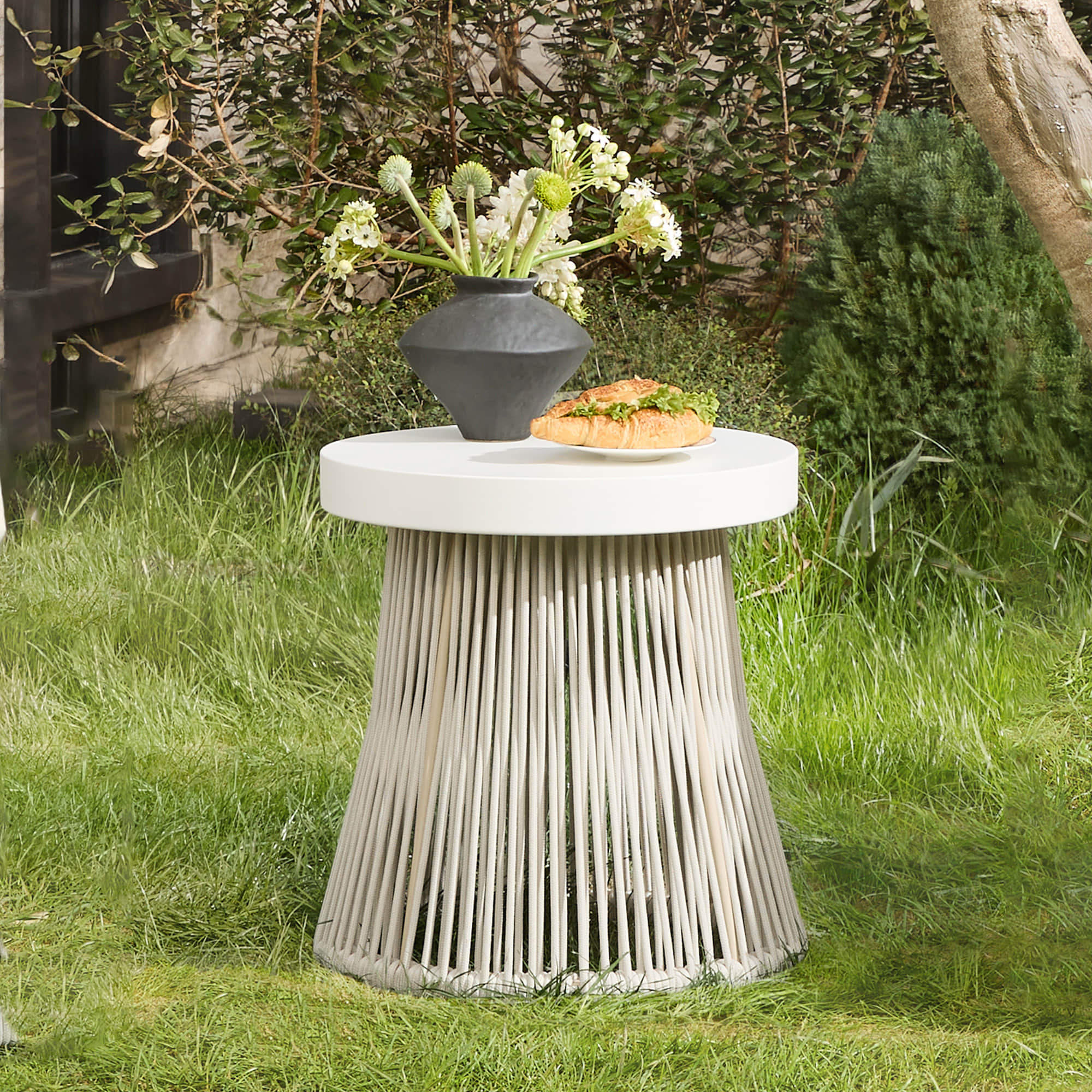 Acker Rope Outdoor Bistro Set with Swivel Chair - Image 11
