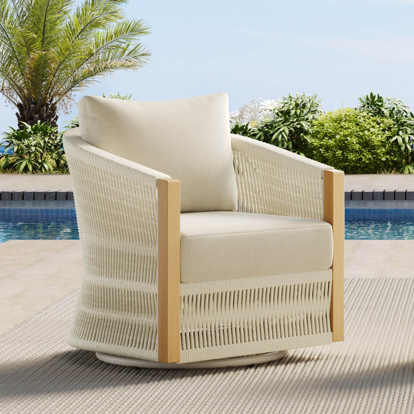 Acker Rope Outdoor Bistro Set with Swivel Chair - Image 9