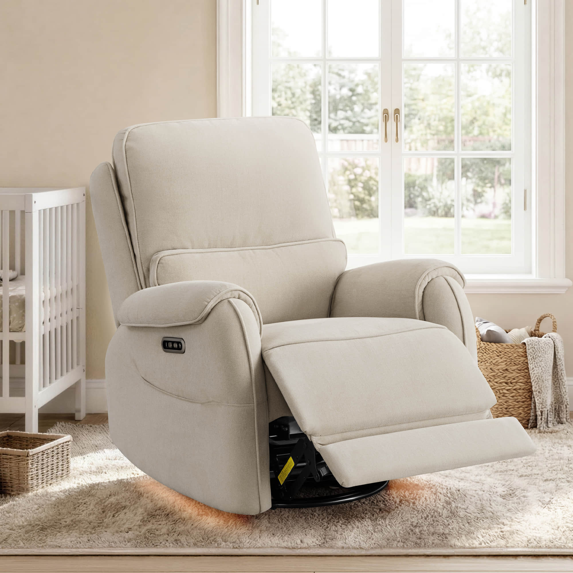 Alicia Power Swivel Nursery Glider Recliner with Nightlight - Image 10