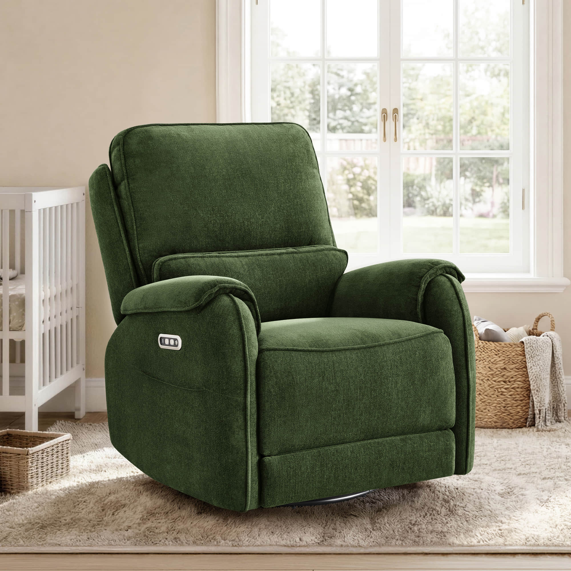 Alicia Power Swivel Nursery Glider Recliner with Nightlight - Image 13