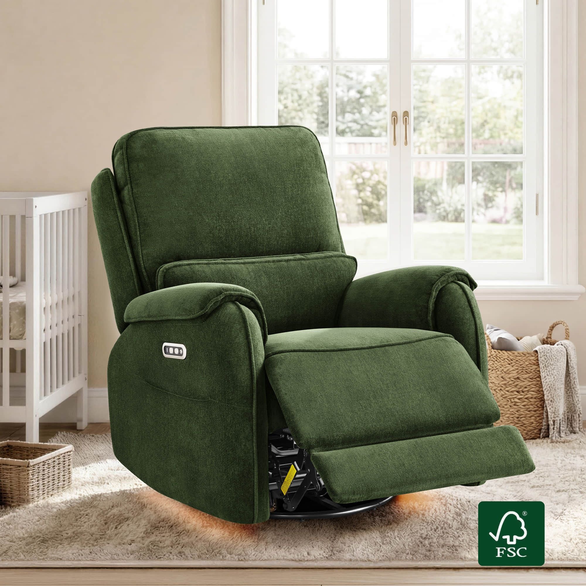 Alicia Power Swivel Nursery Glider Recliner with Nightlight - Image 18