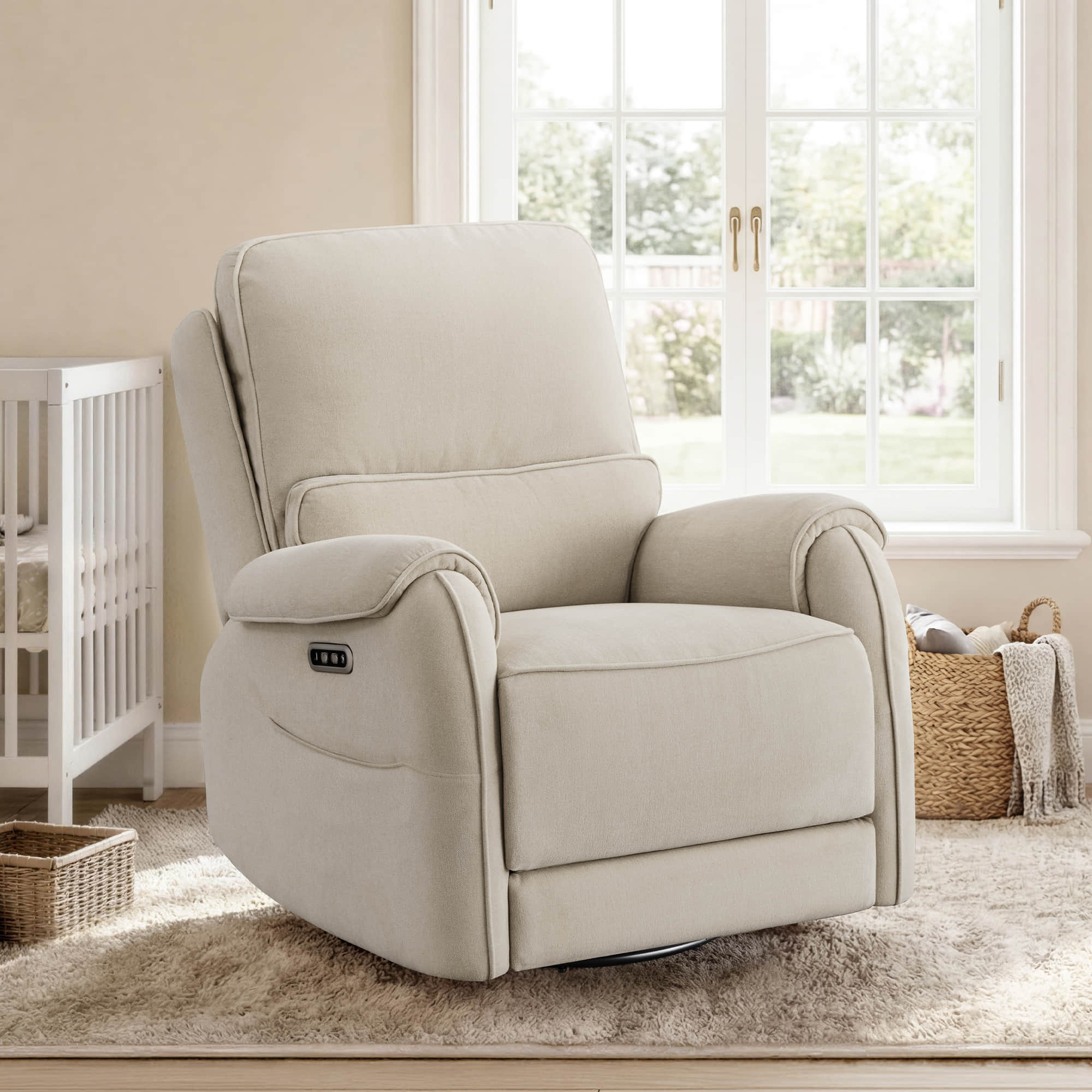 Alicia Power Swivel Nursery Glider Recliner with Nightlight - Image 8