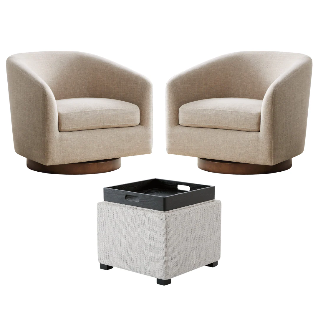 Living Room Bundle | Wren Accent Chair (Set of 2) & Cube Ottoman - Image 36