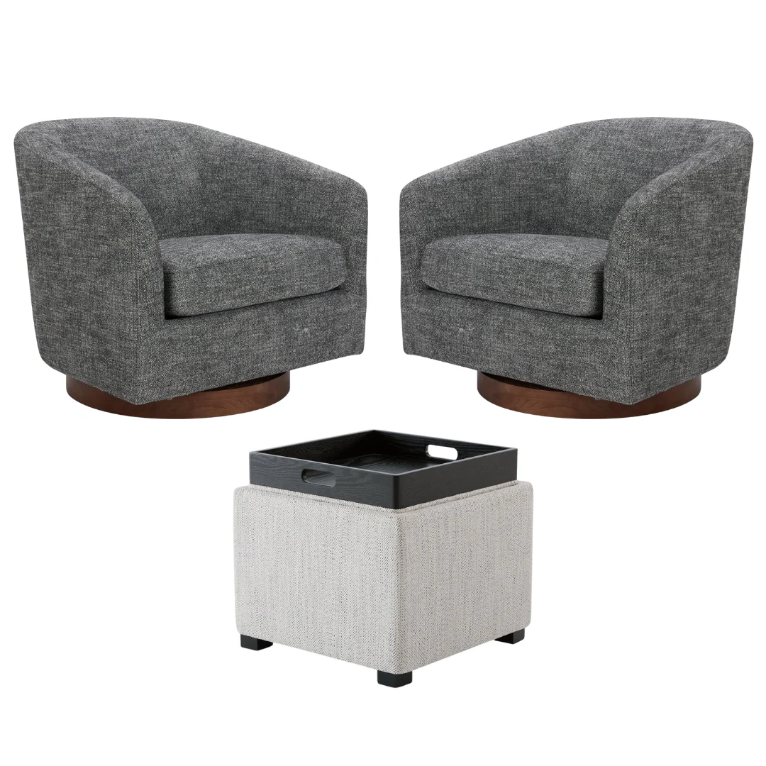 Living Room Bundle | Wren Accent Chair (Set of 2) & Cube Ottoman - Image 37