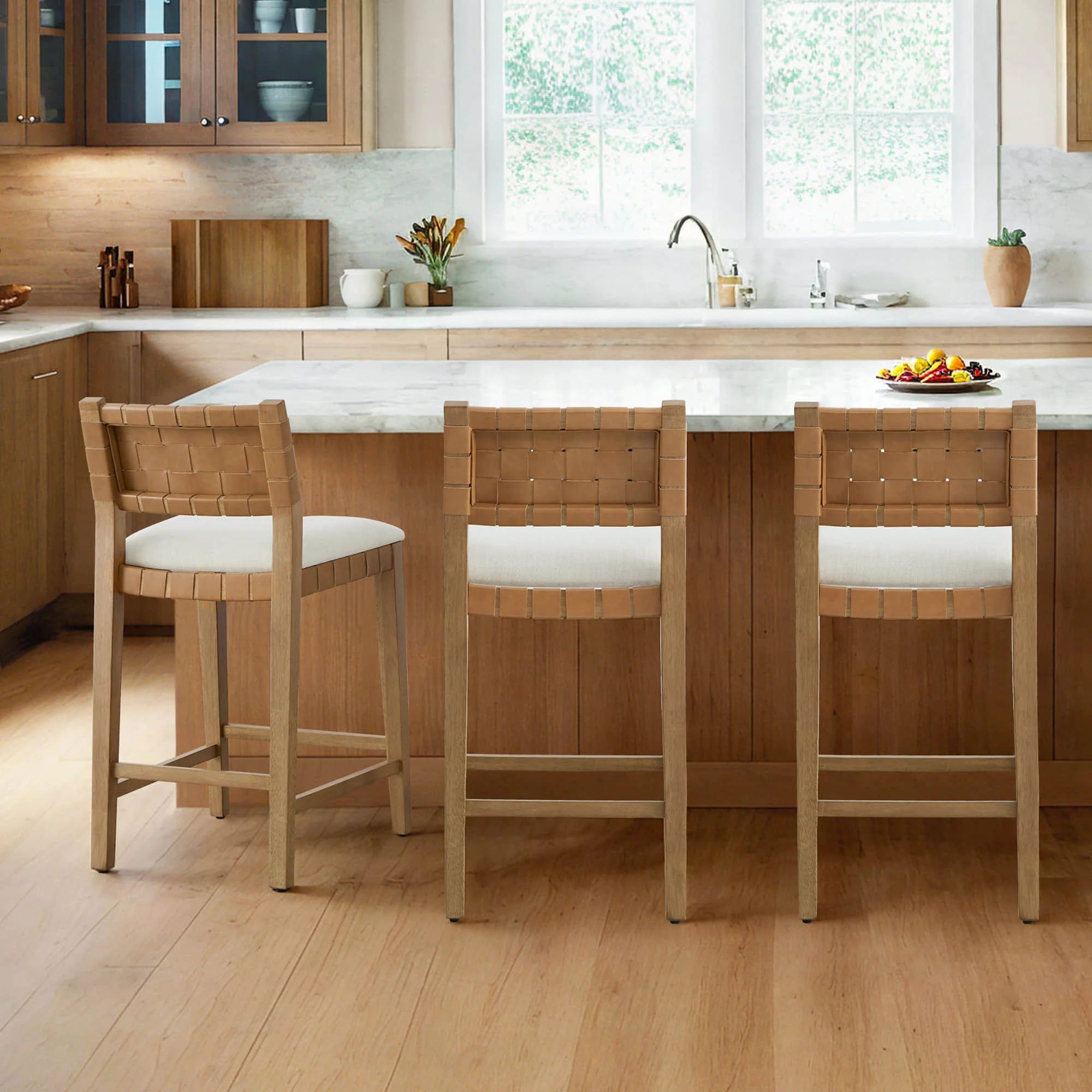 Aries Mid-century Modern Handwoven Counter Stool - Image 2