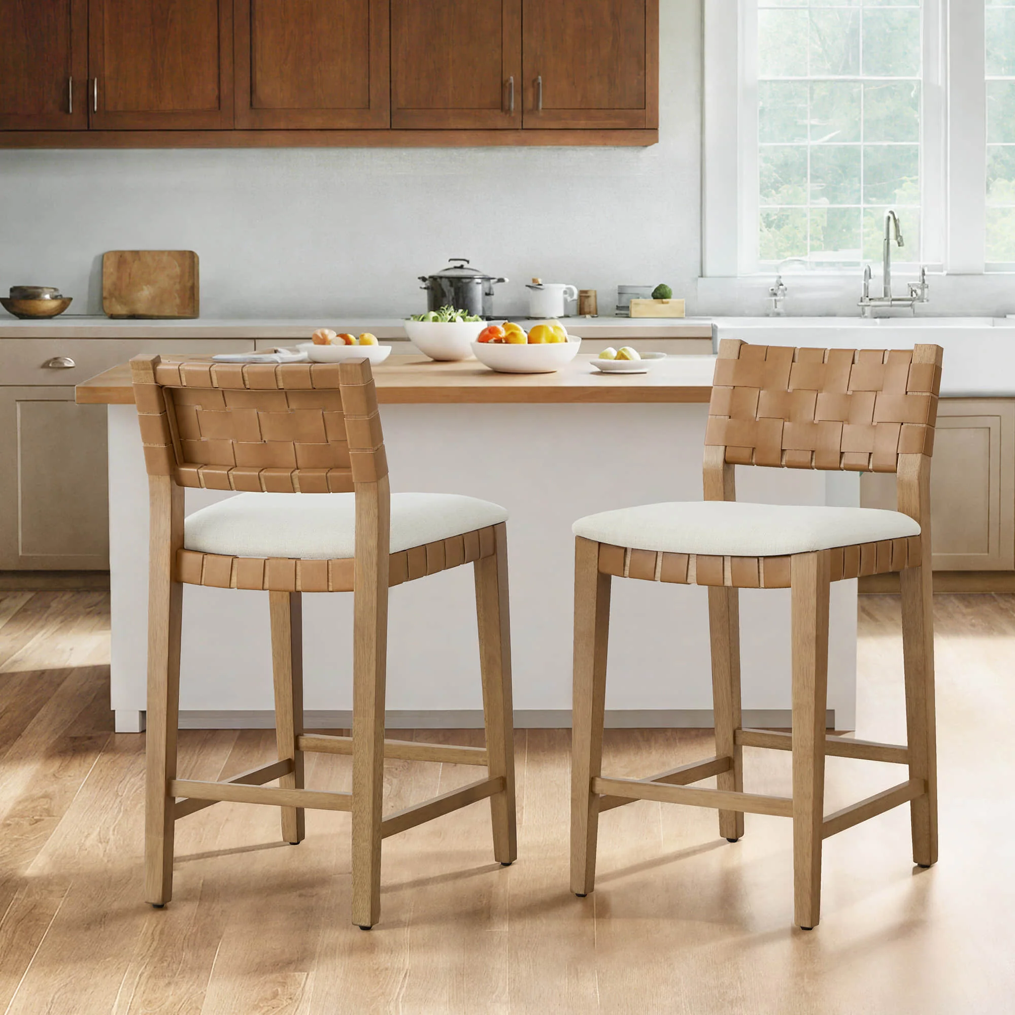 Aries Mid-century Modern Handwoven Counter Stool - Image 4