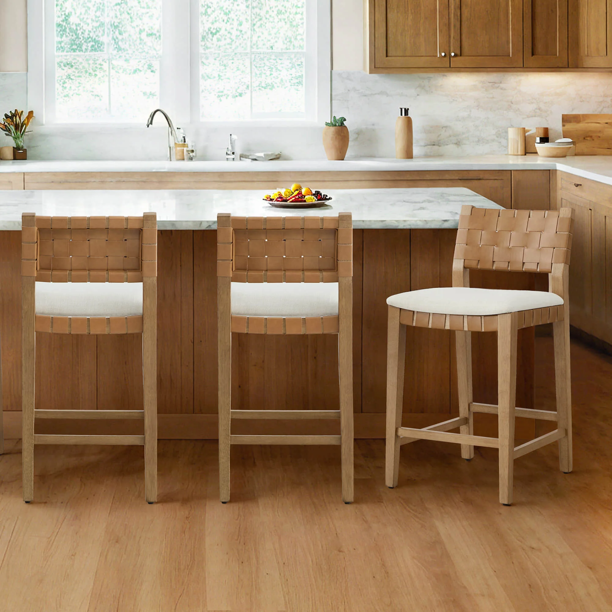 Aries Mid-century Modern Handwoven Counter Stool - Image 5