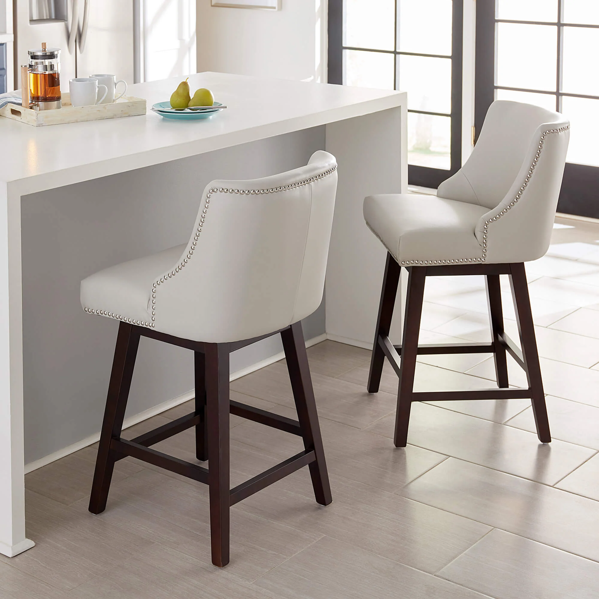 Asher Swivel Nailhead Trim Bar & Counter Stools - Image 101