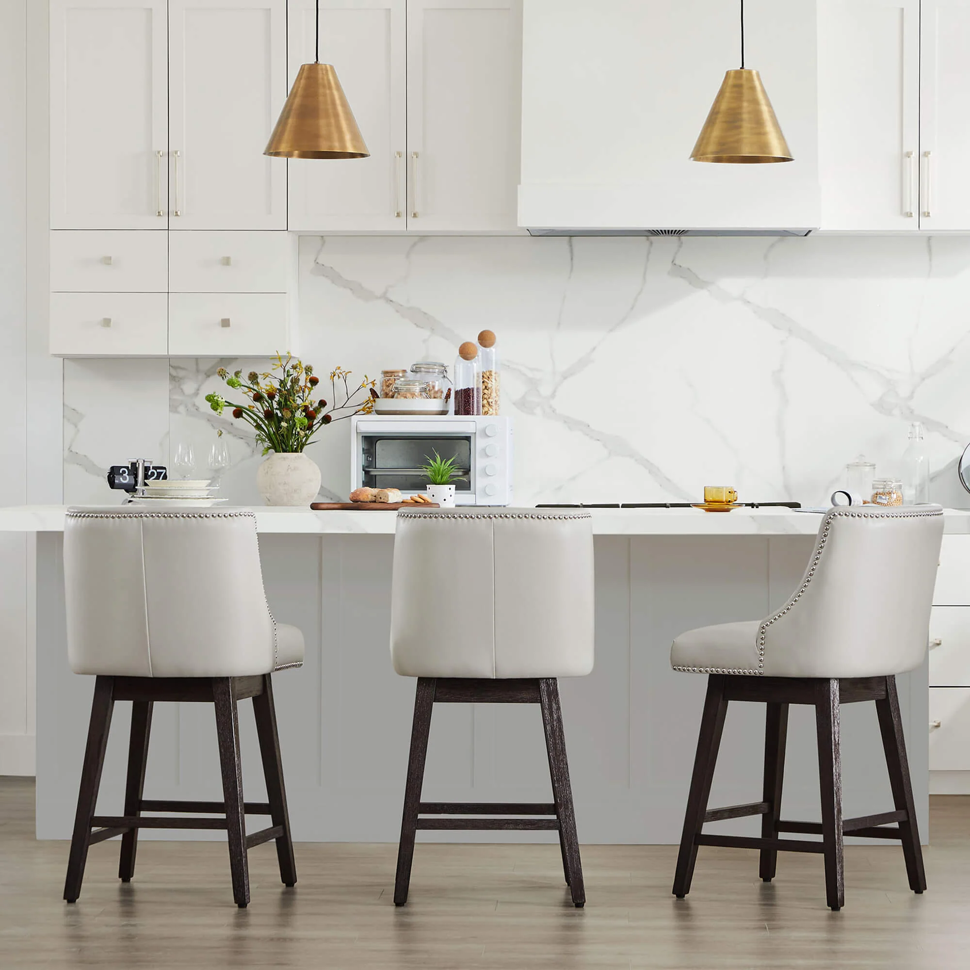 Asher Swivel Nailhead Trim Bar & Counter Stools - Image 105