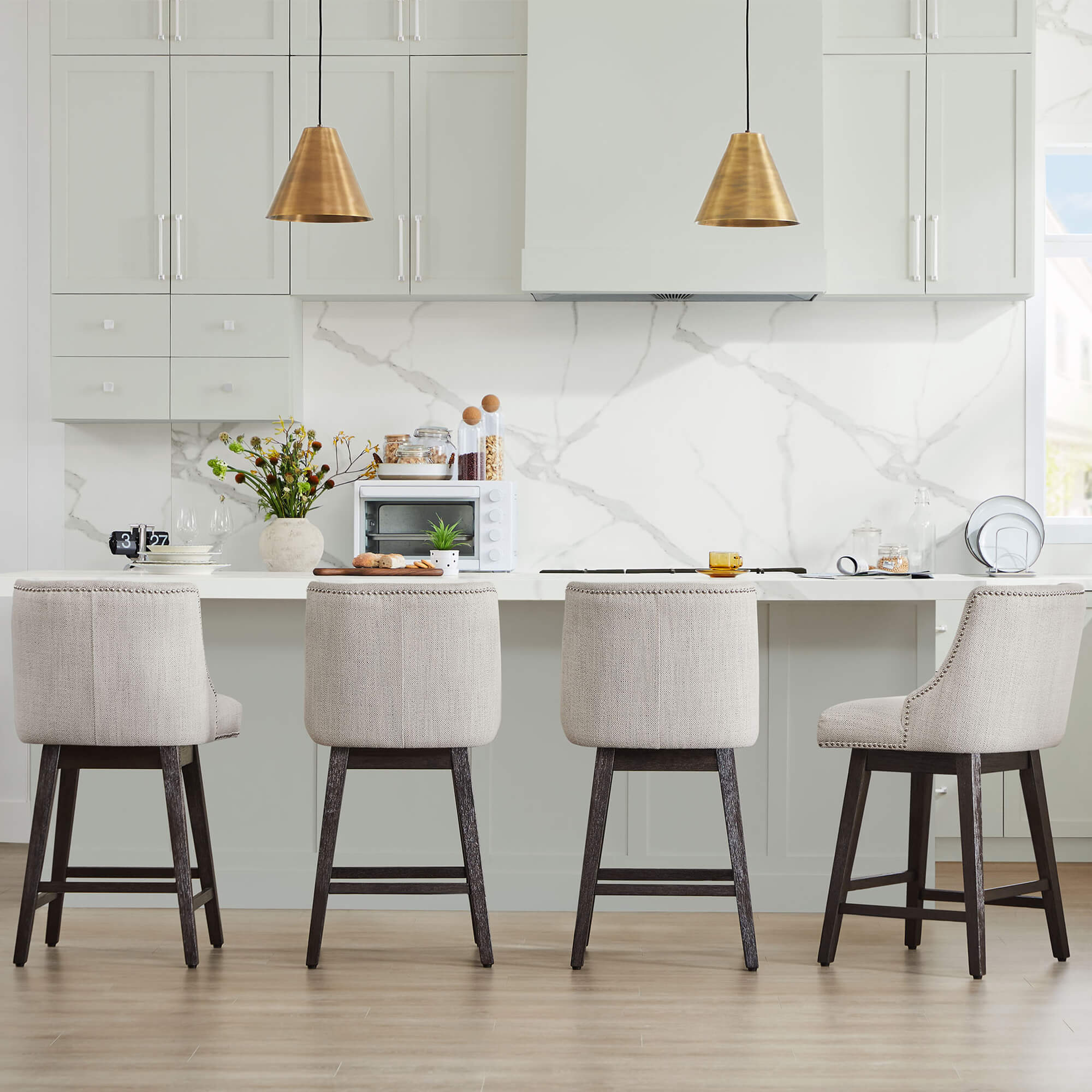 Asher Swivel Nailhead Trim Bar & Counter Stools - Image 90