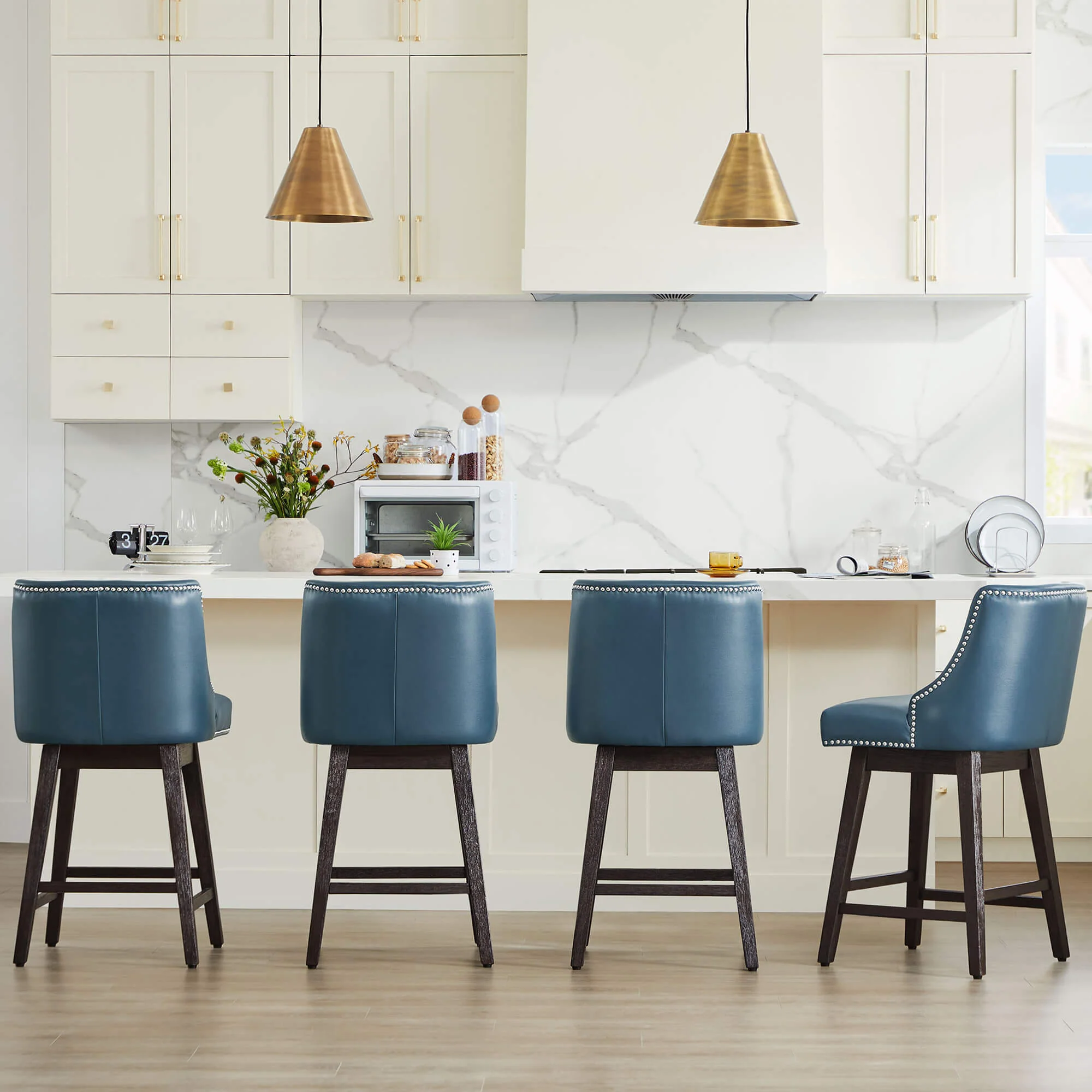 Asher Swivel Nailhead Trim Bar & Counter Stools - Image 95