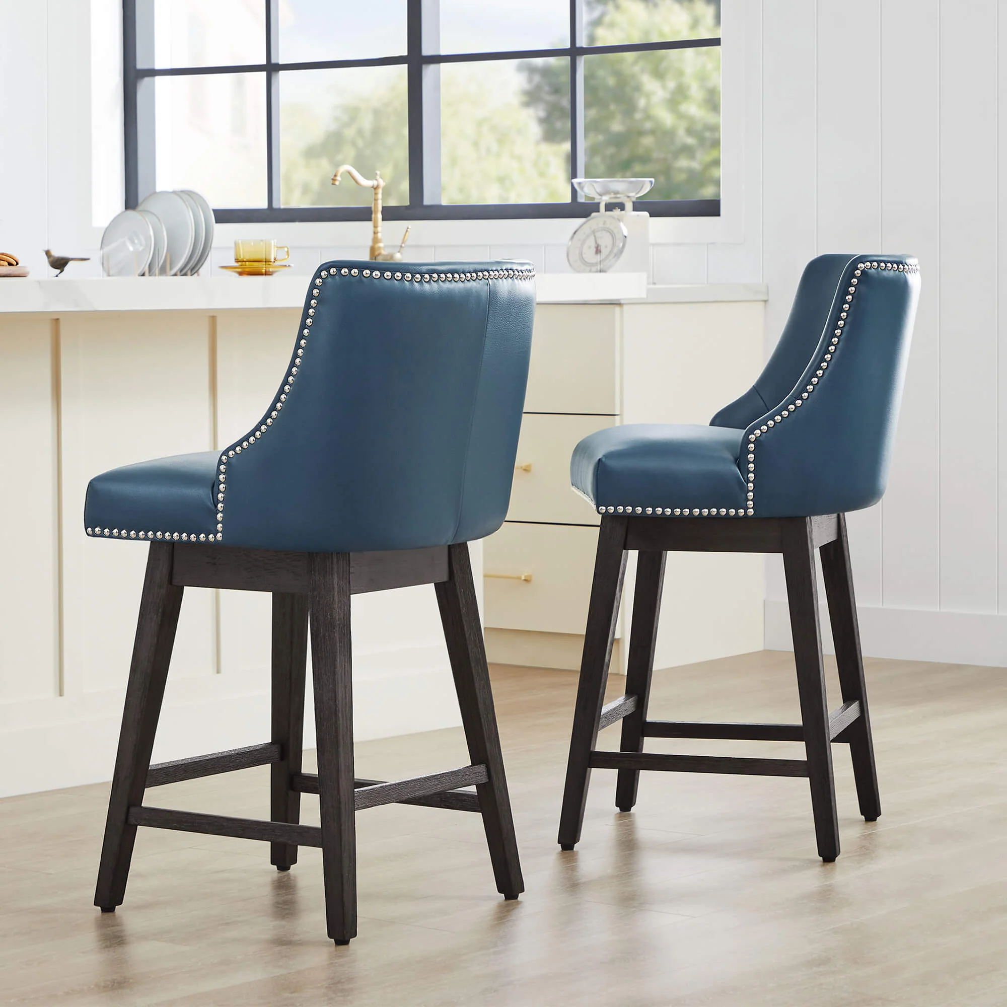 Asher Swivel Nailhead Trim Bar & Counter Stools - Image 98
