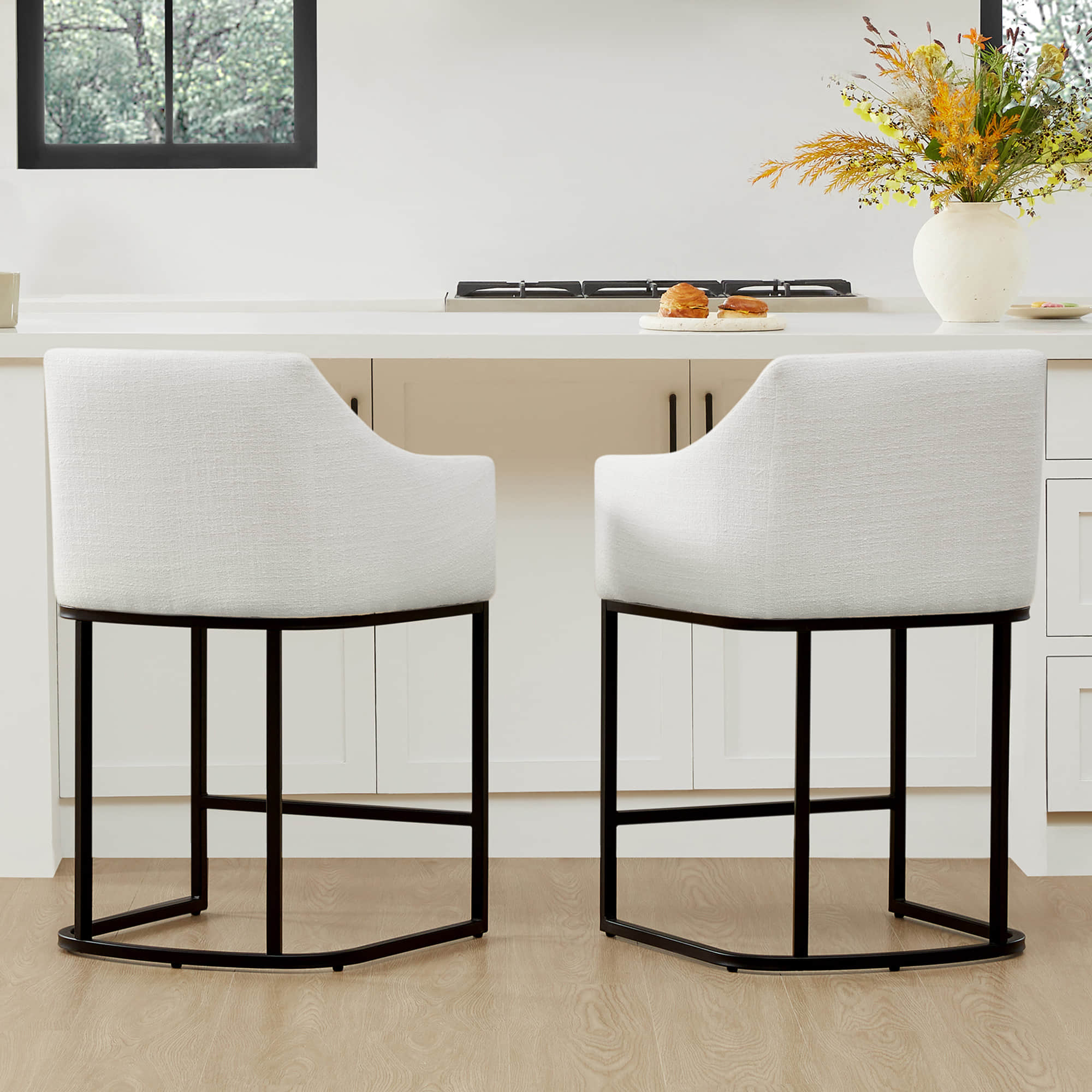 Aubrey Modern Barrel Counter Stools  (Set of 2) - Image 2