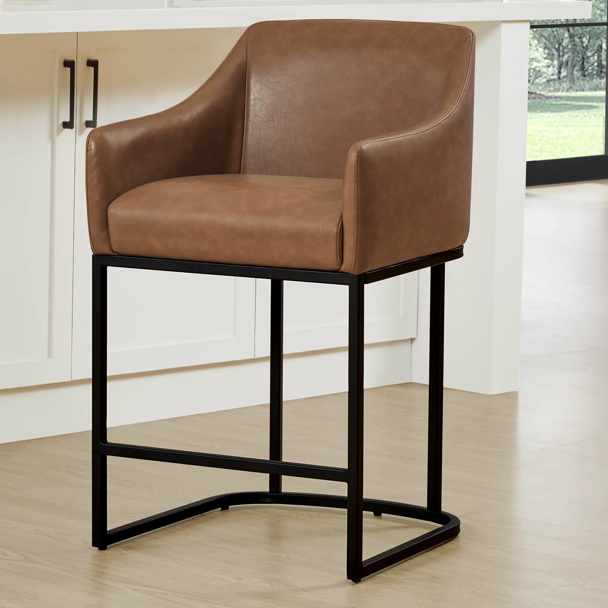 Aubrey Modern Barrel Counter Stools  (Set of 2) - Image 4