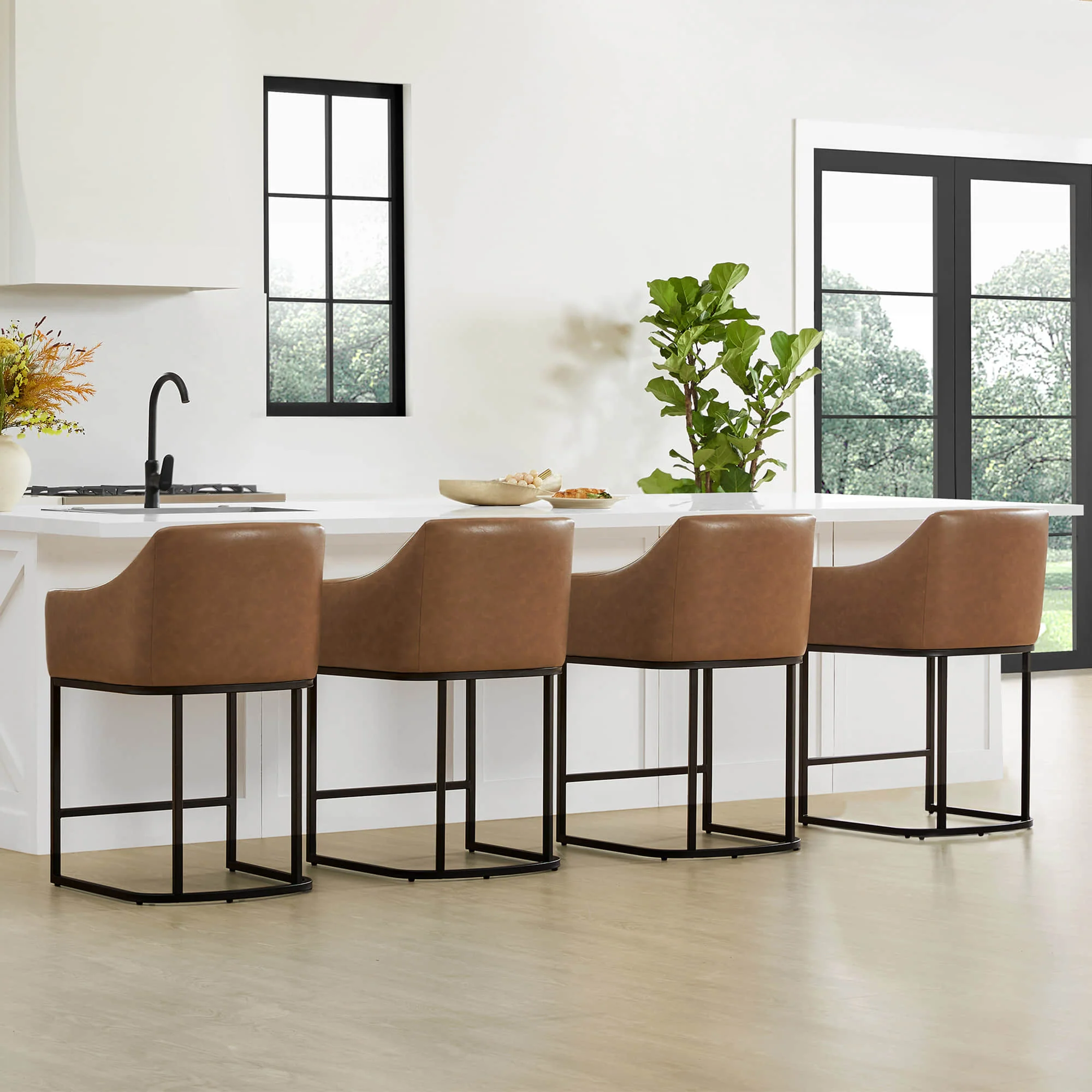 Aubrey Modern Barrel Counter Stools  (Set of 2) - Image 5
