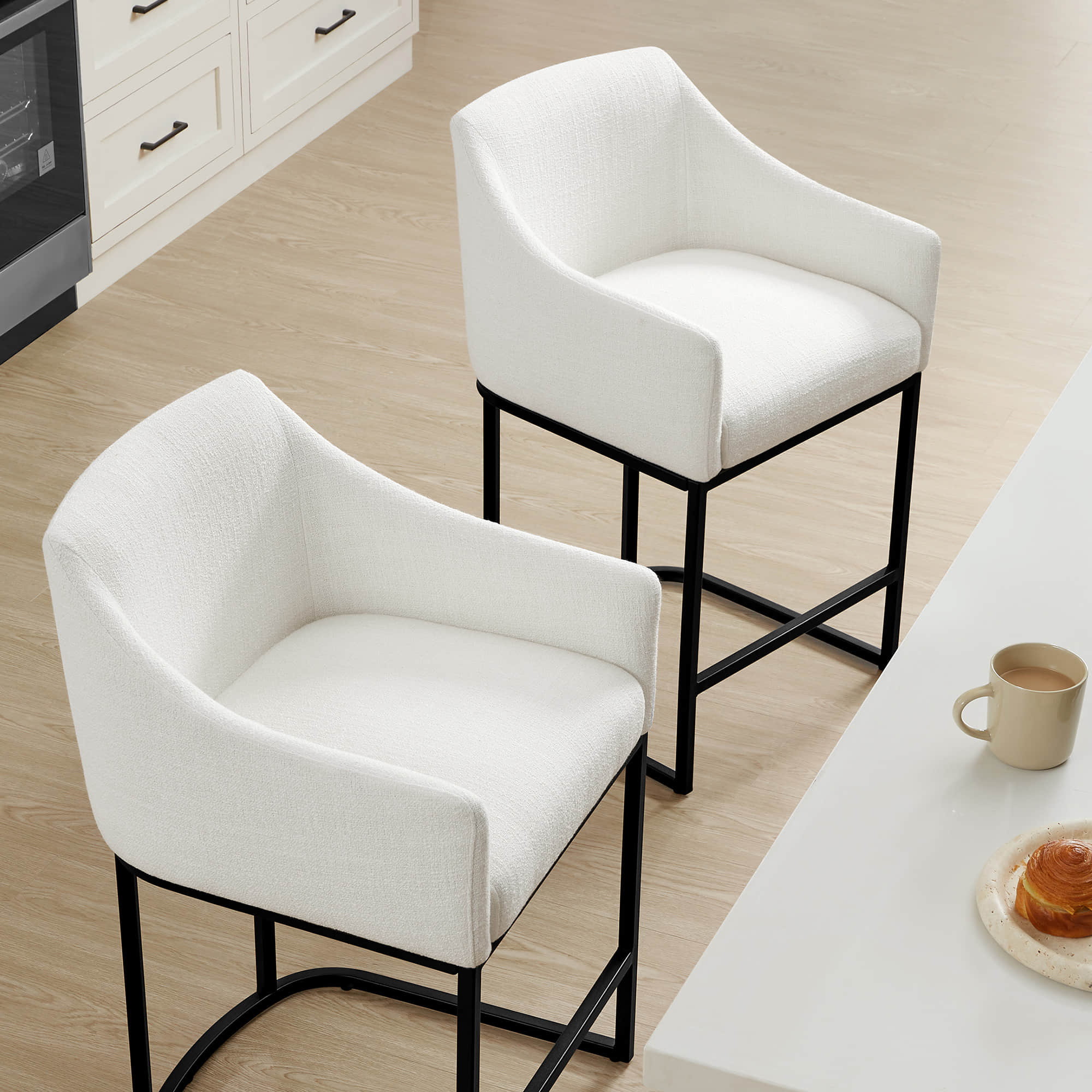 Aubrey Modern Barrel Counter Stools  (Set of 2) - Image 7