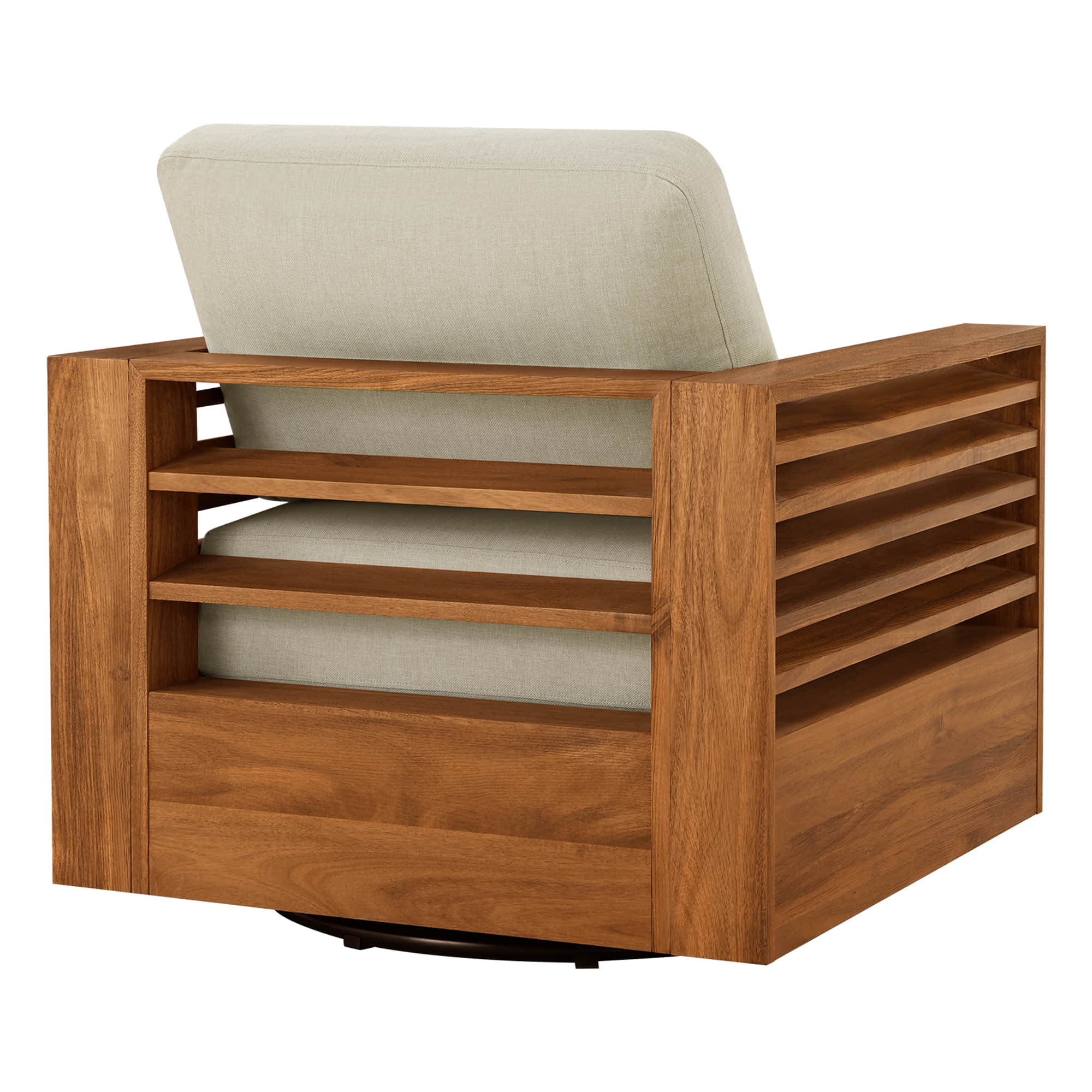 Beatriz Modern Outdoor Acacia Wood Slatted Swivel Chair - Image 12