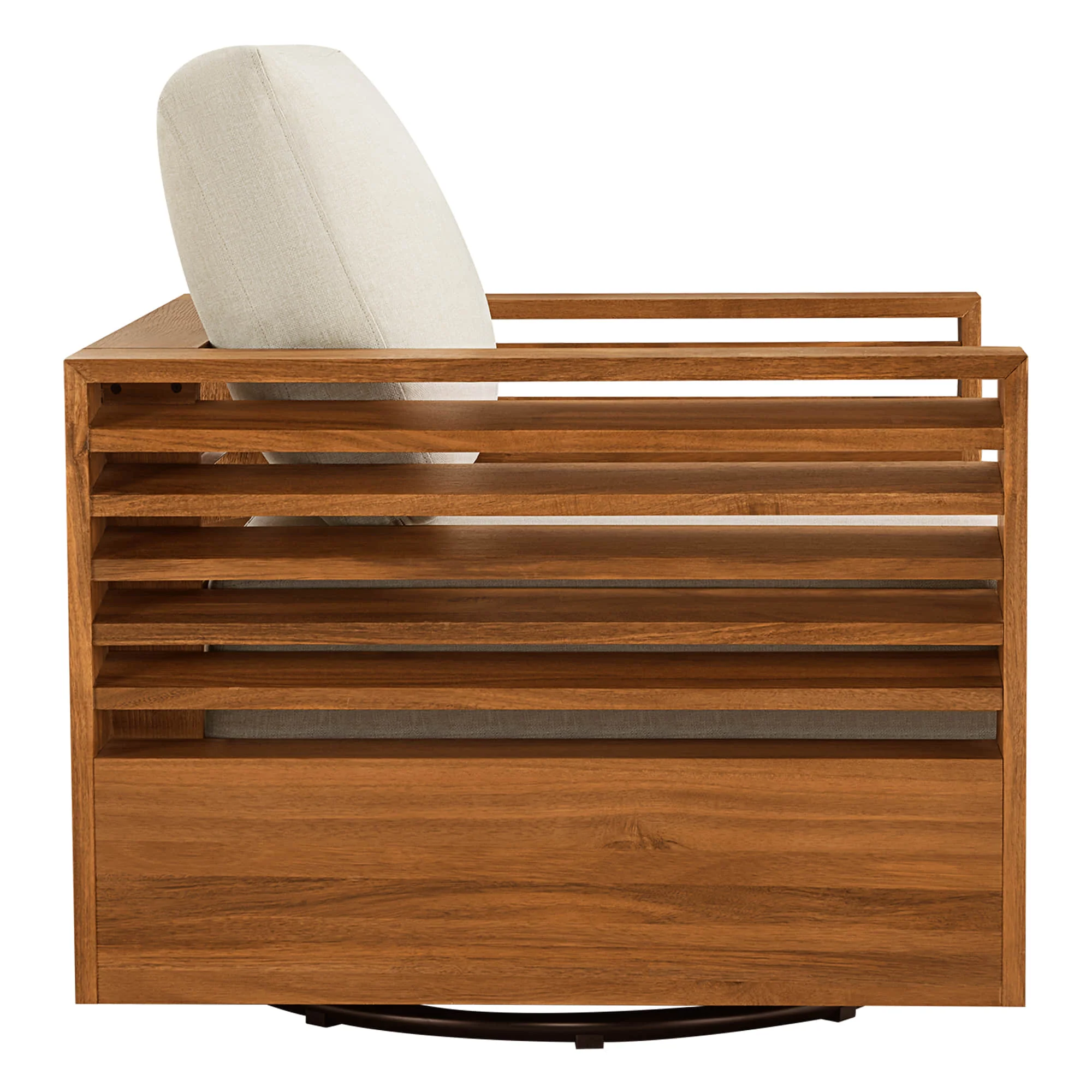 Beatriz Modern Outdoor Acacia Wood Slatted Swivel Chair - Image 7