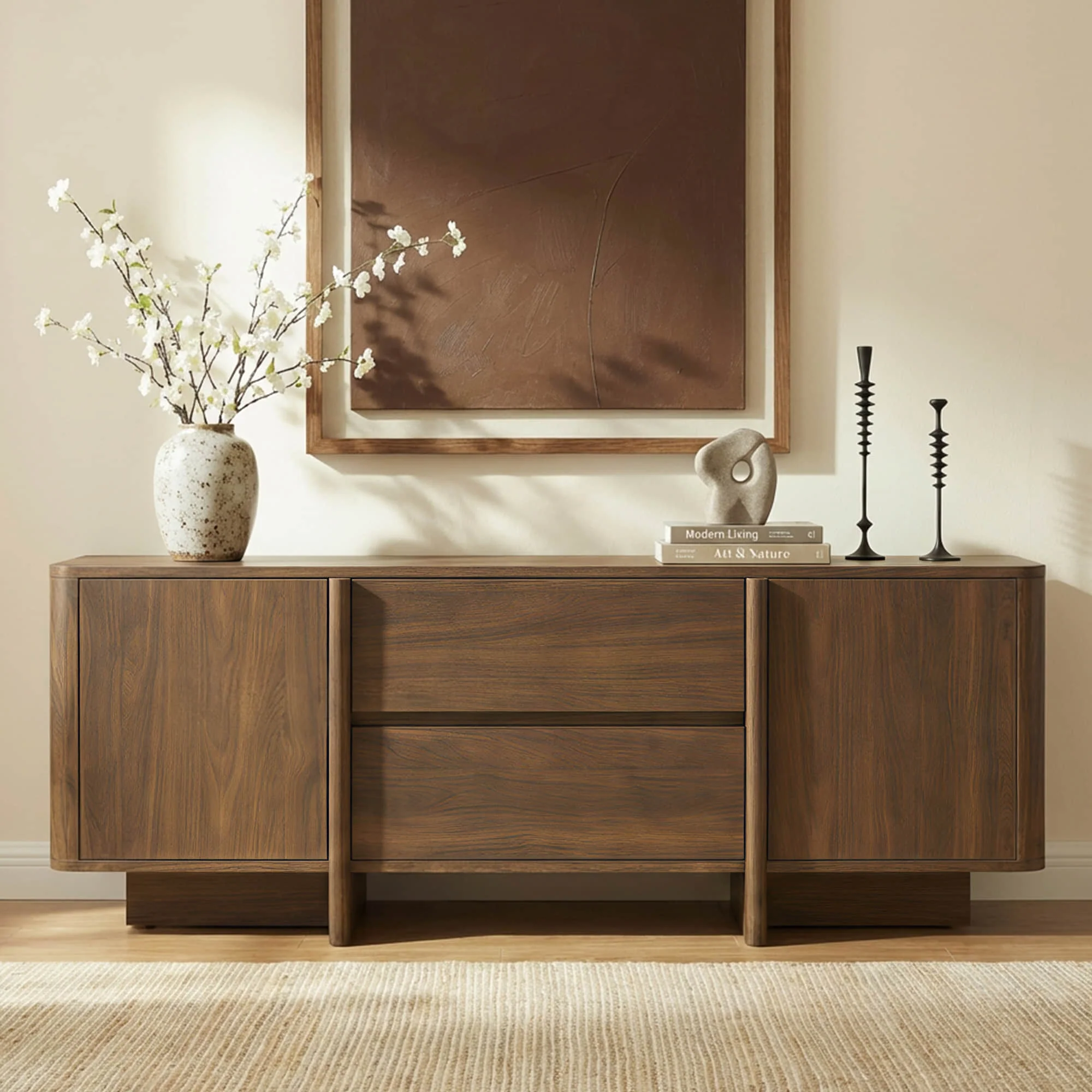 Bennett 62" Modern Arched Wood TV Stand