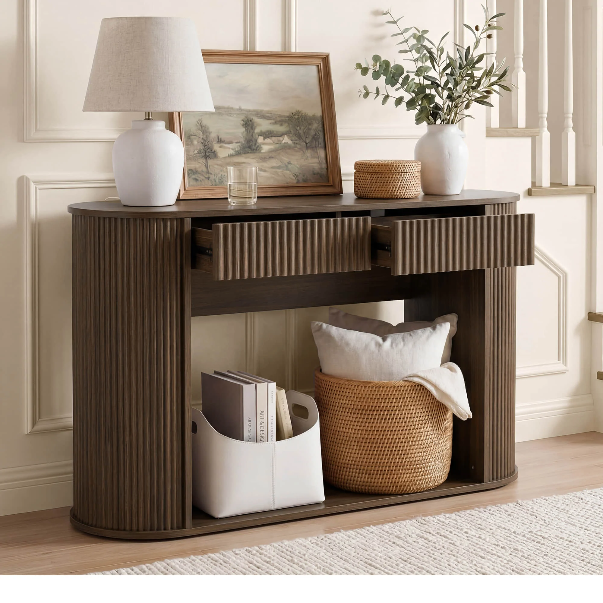 47’’ Bowen Fluted Wood Counsole Table - Image 3
