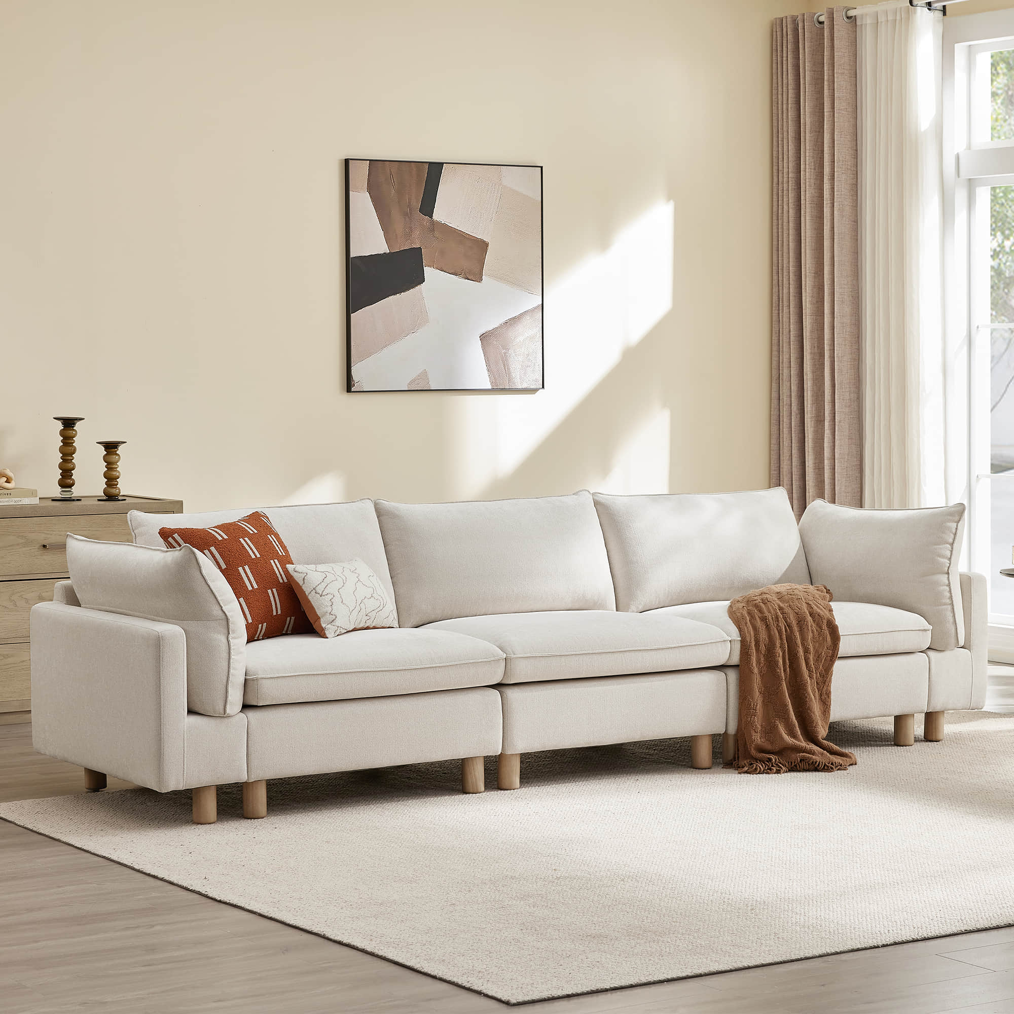 Brendon Modular 3-Seat Sofa with Wood Leg - Image 4