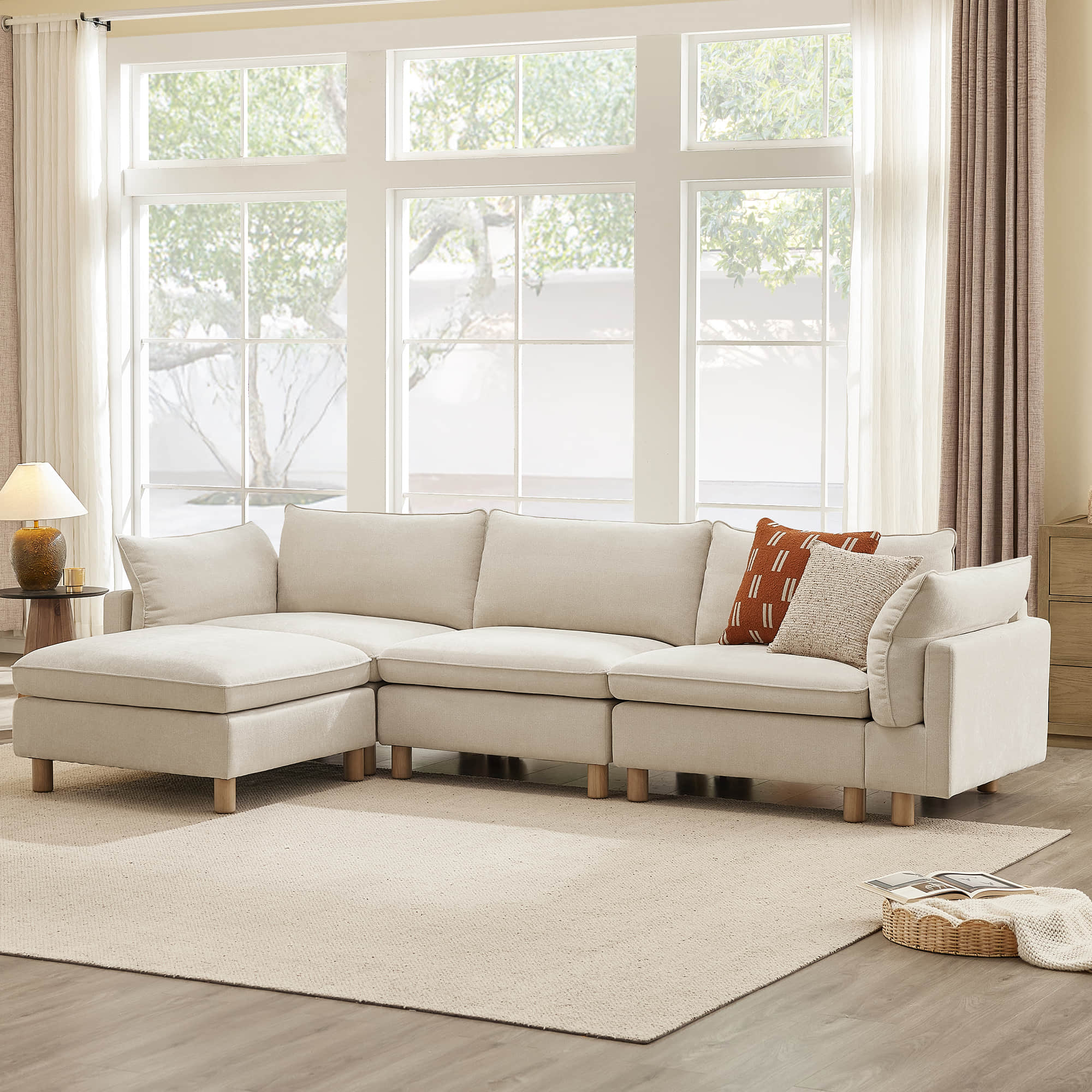Brendon Modular 4-Seat Sectional Sofa with Wood Leg - Image 5