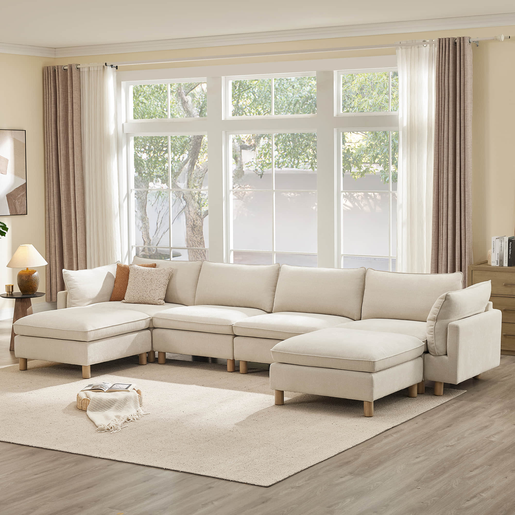 Brendon Modular 6-Seat Sectional Sofa with Wood Leg - Image 3