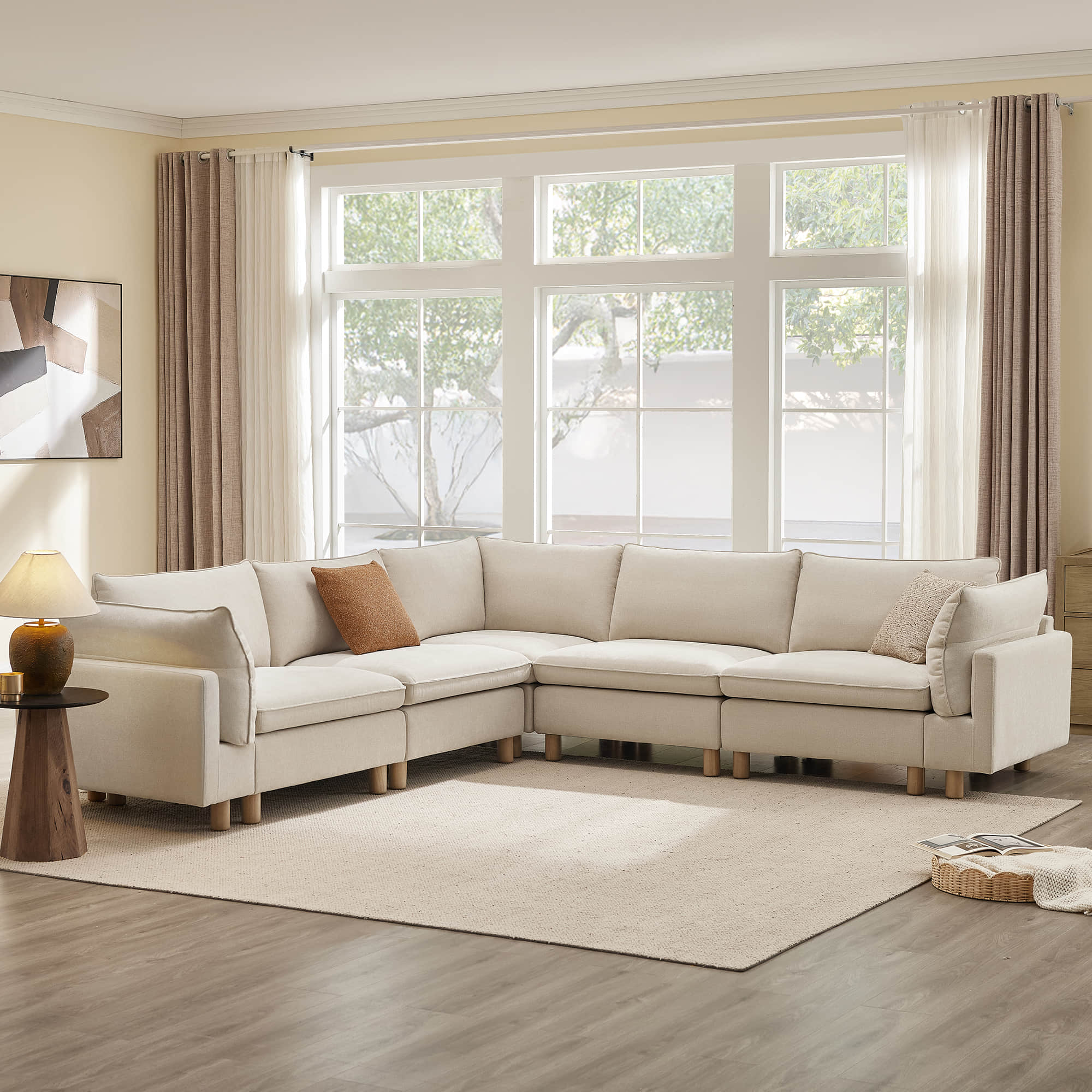 Brendon Modular Corner Sectional Sofa with Wood Leg - Image 3