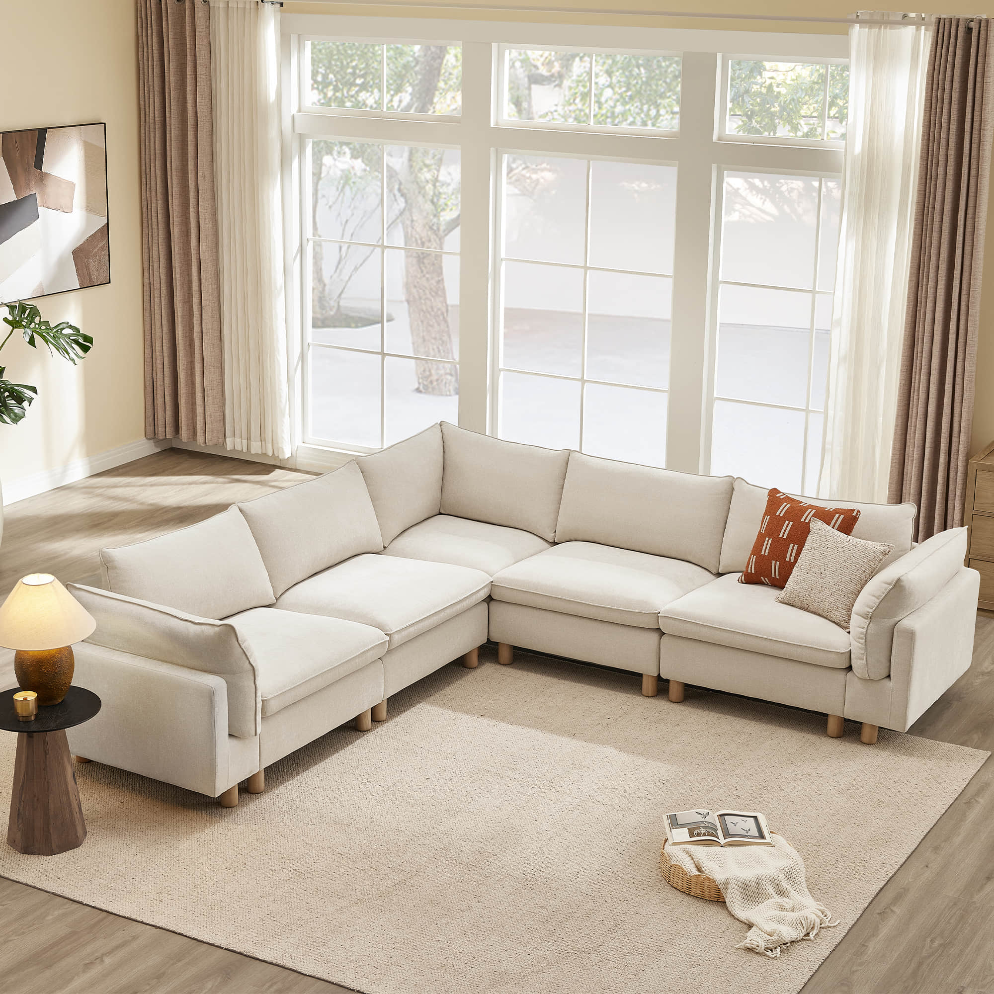Brendon Modular Corner Sectional Sofa with Wood Leg - Image 4