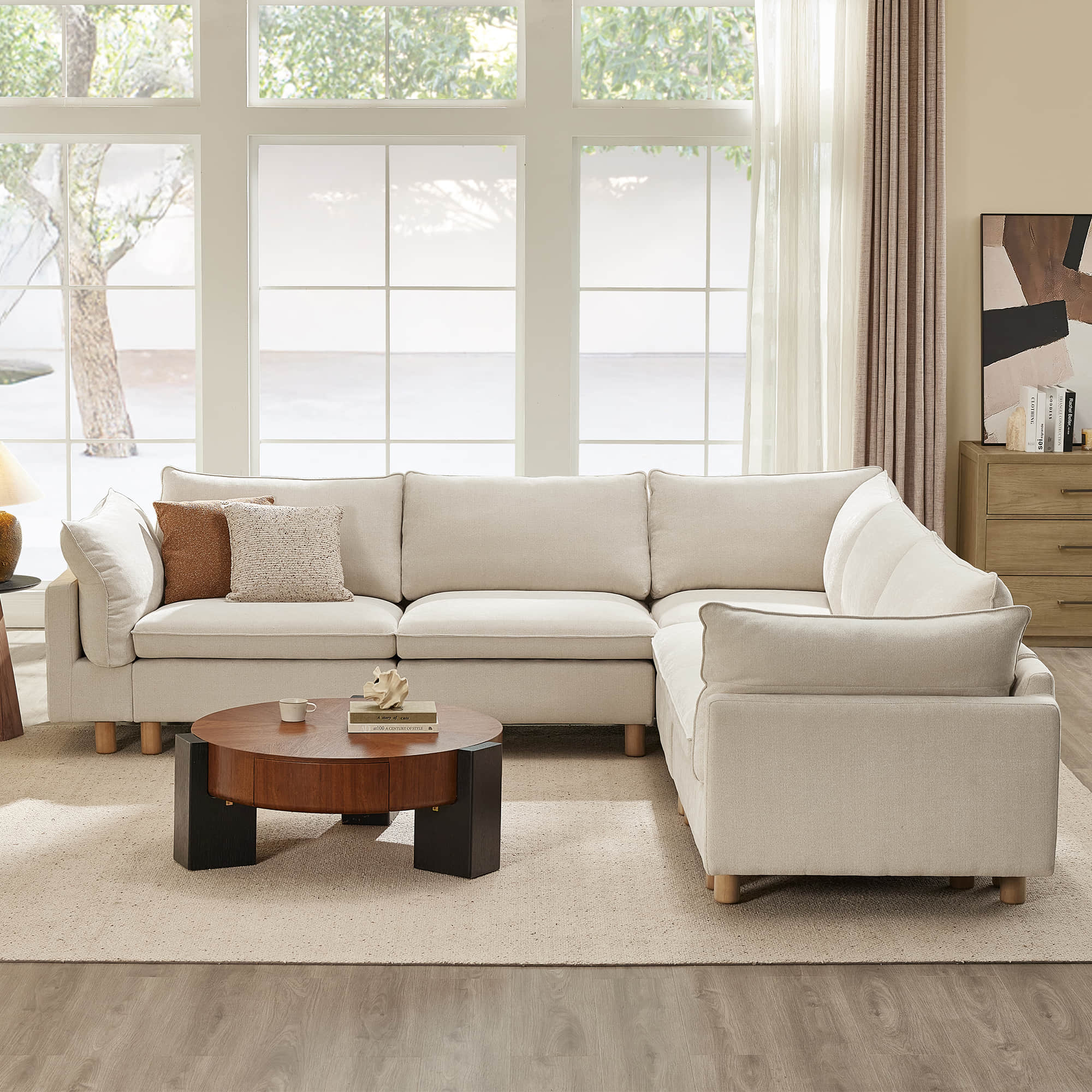 Brendon Modular Corner Sectional Sofa with Wood Leg - Image 5