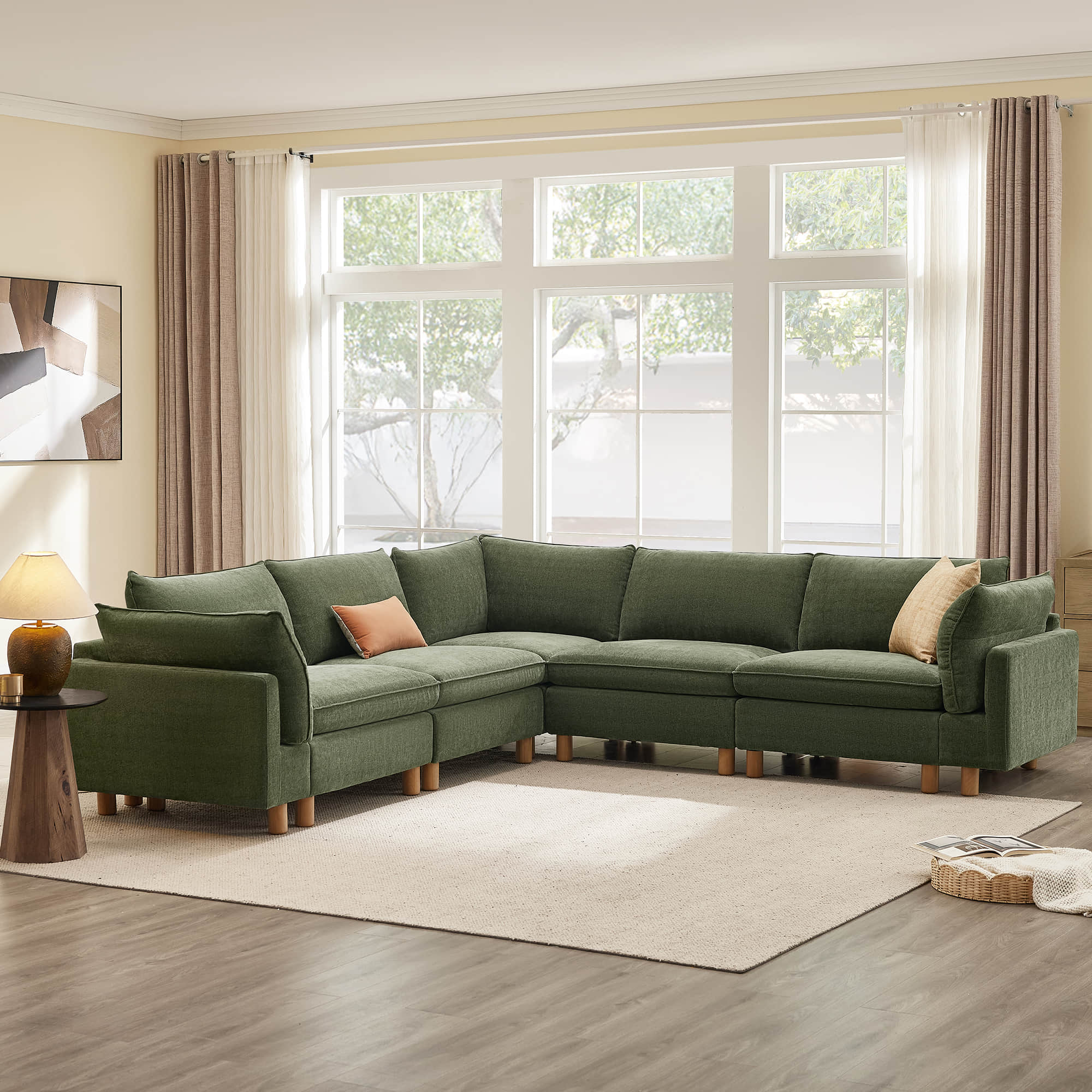 Brendon Modular Corner Sectional Sofa with Wood Leg - Image 6