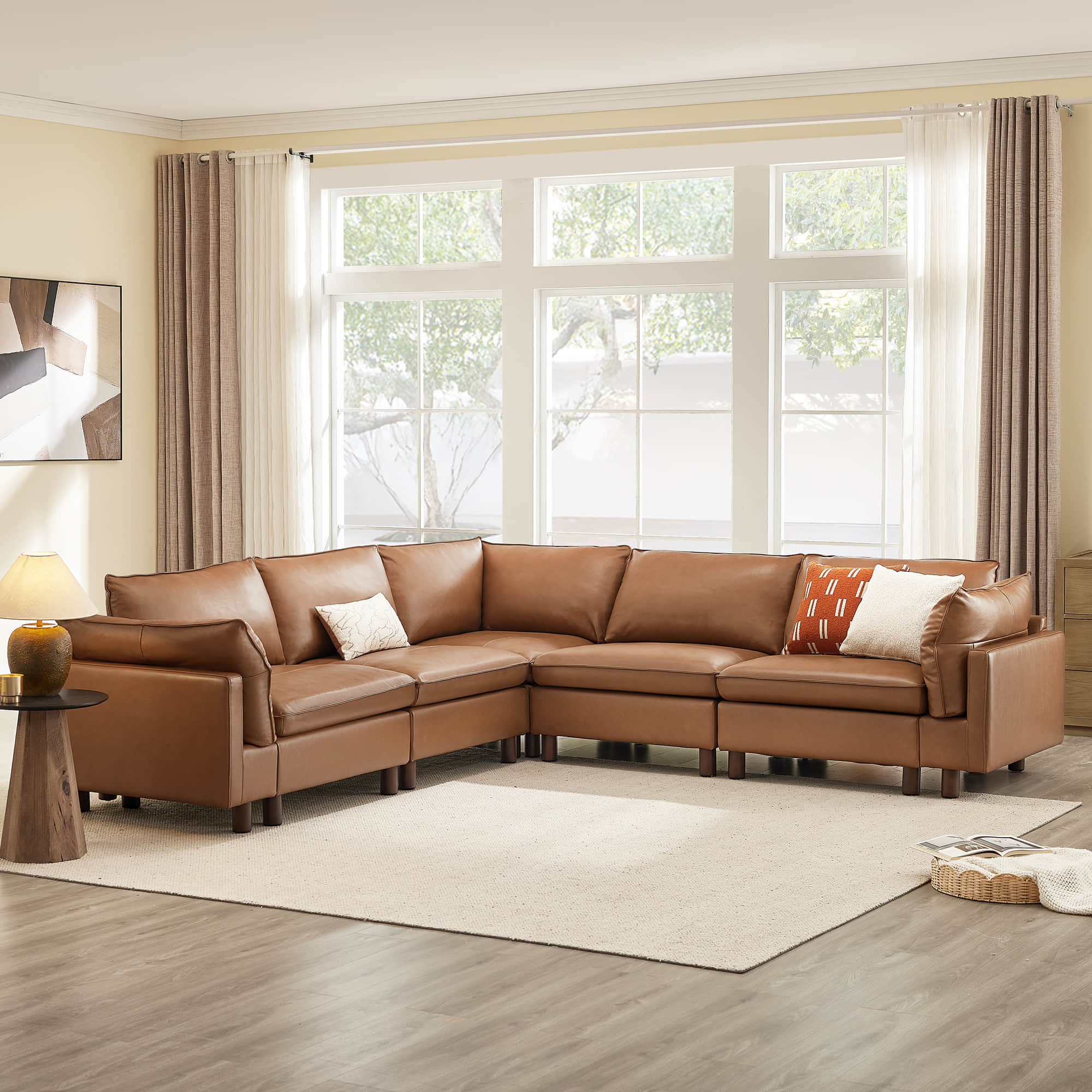 Brendon Modular Corner Sectional Sofa with Wood Leg - Image 8