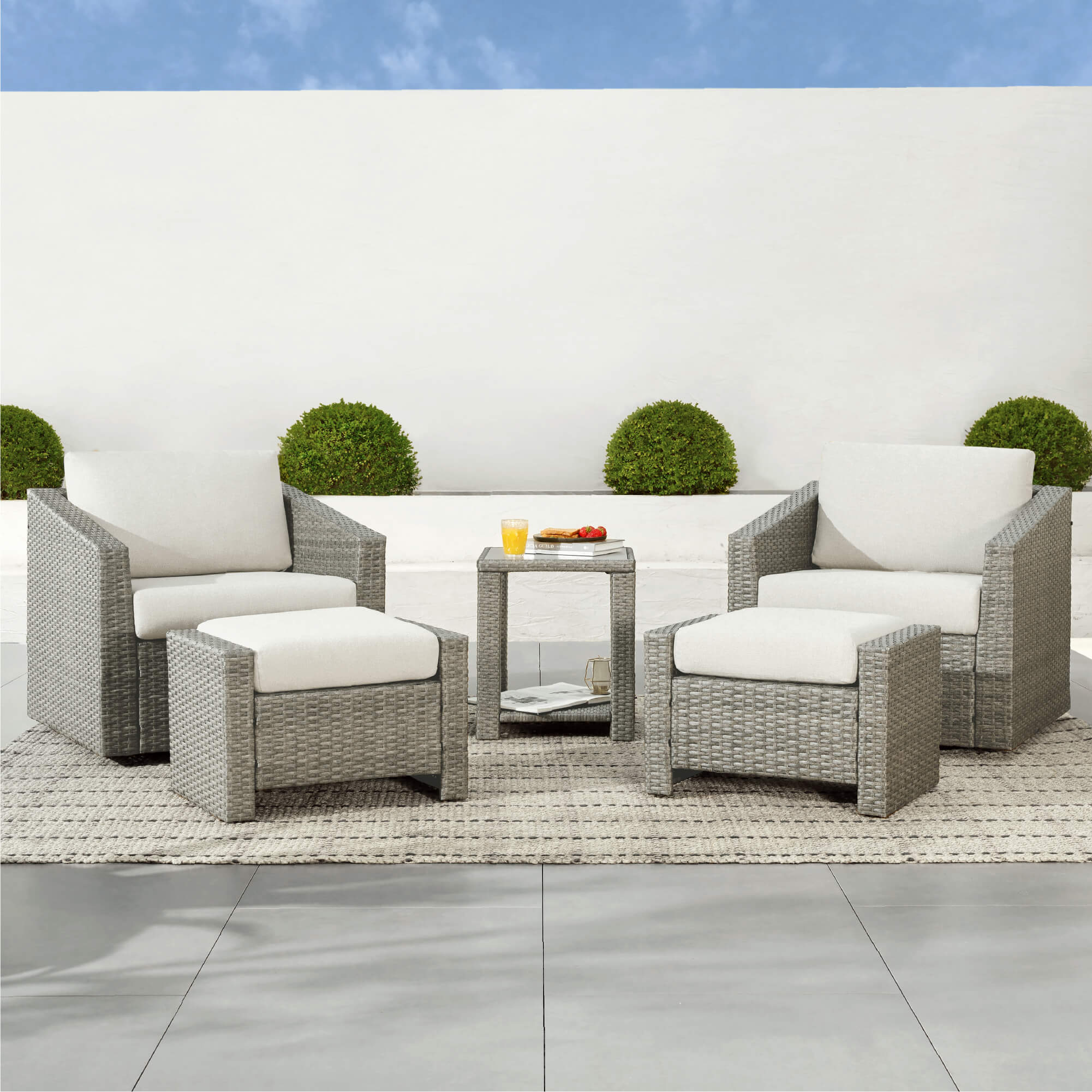 Calum Rattan Outdoor 5-Piece Patio Set - Image 5
