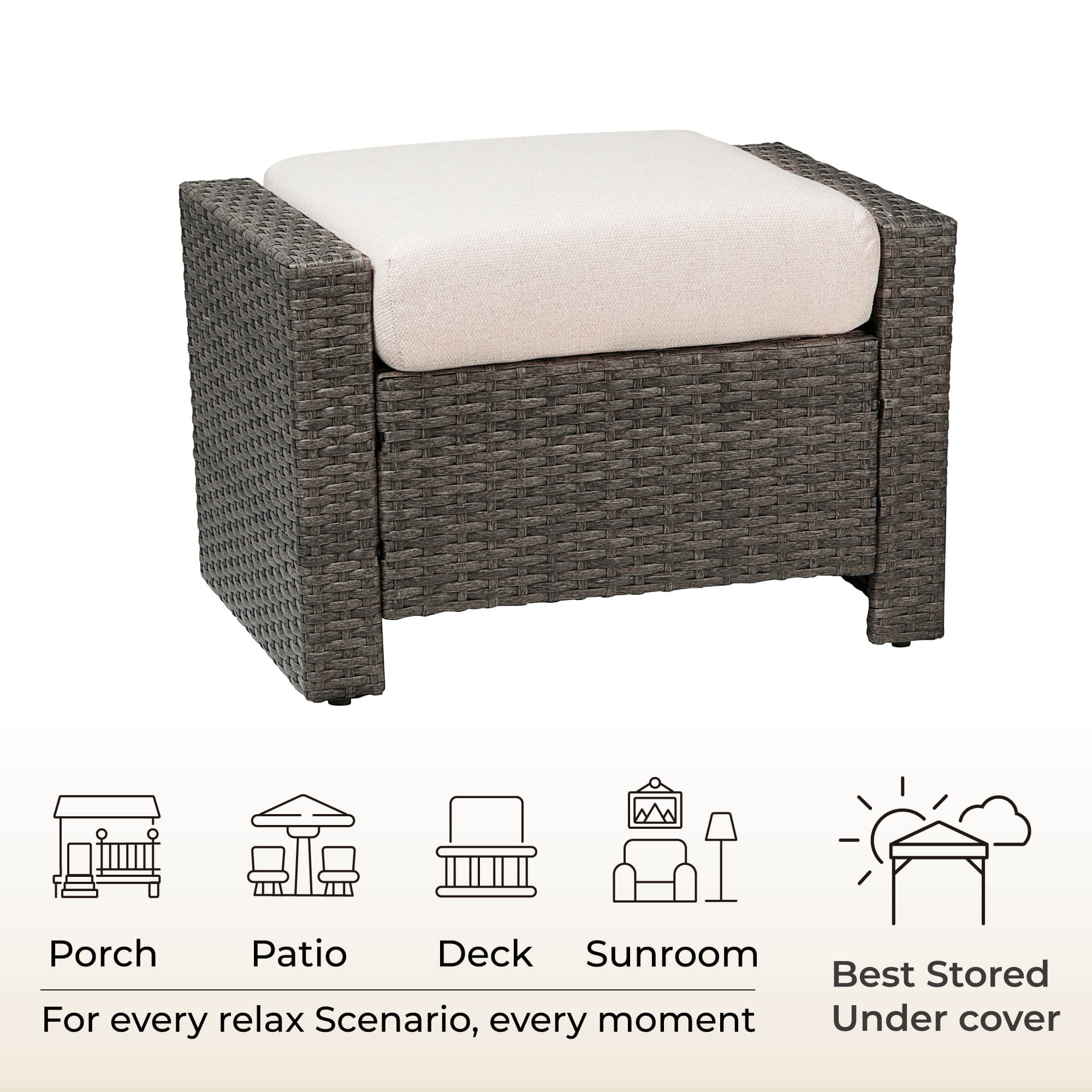 Calum Rattan Outdoor Ottoman - Image 19