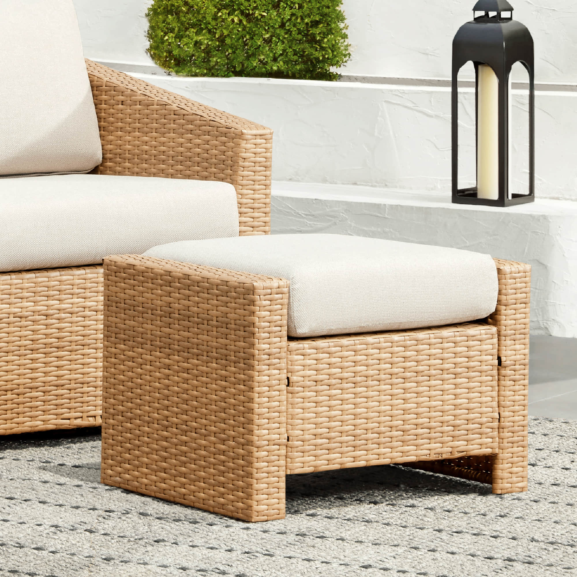 Calum Rattan Outdoor Ottoman - Image 2