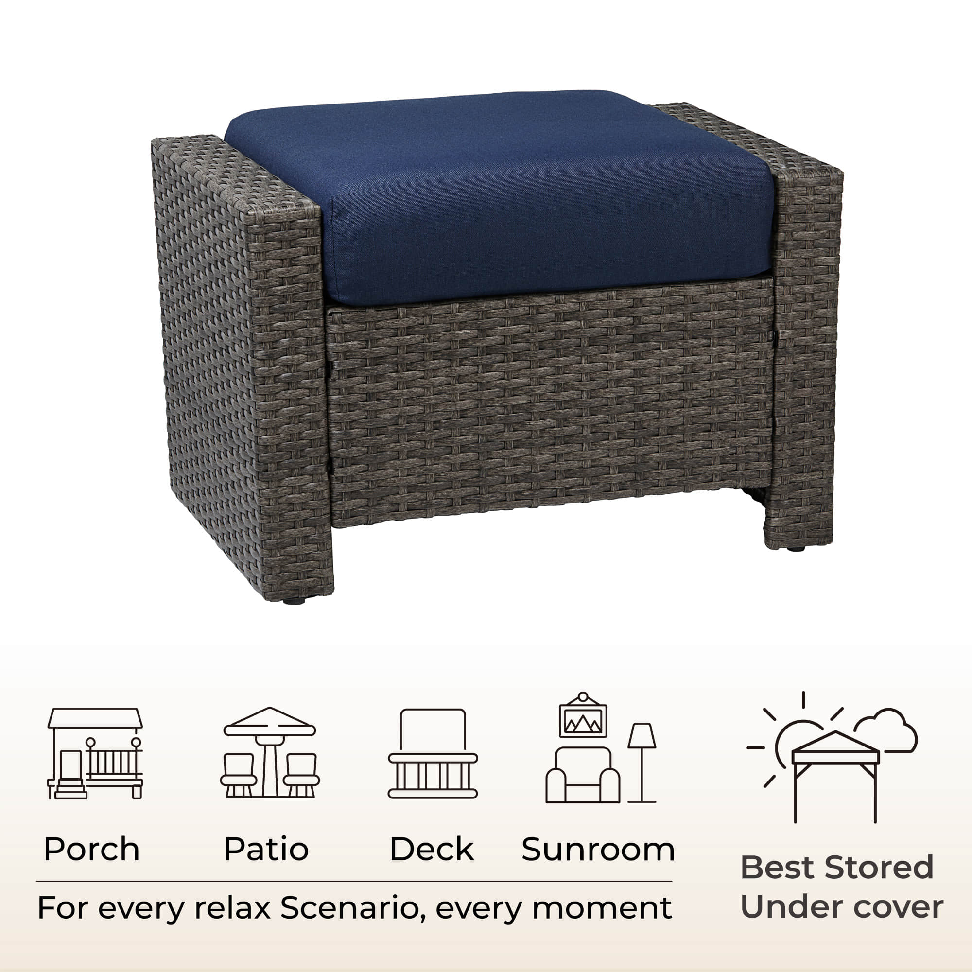 Calum Rattan Outdoor Ottoman - Image 23