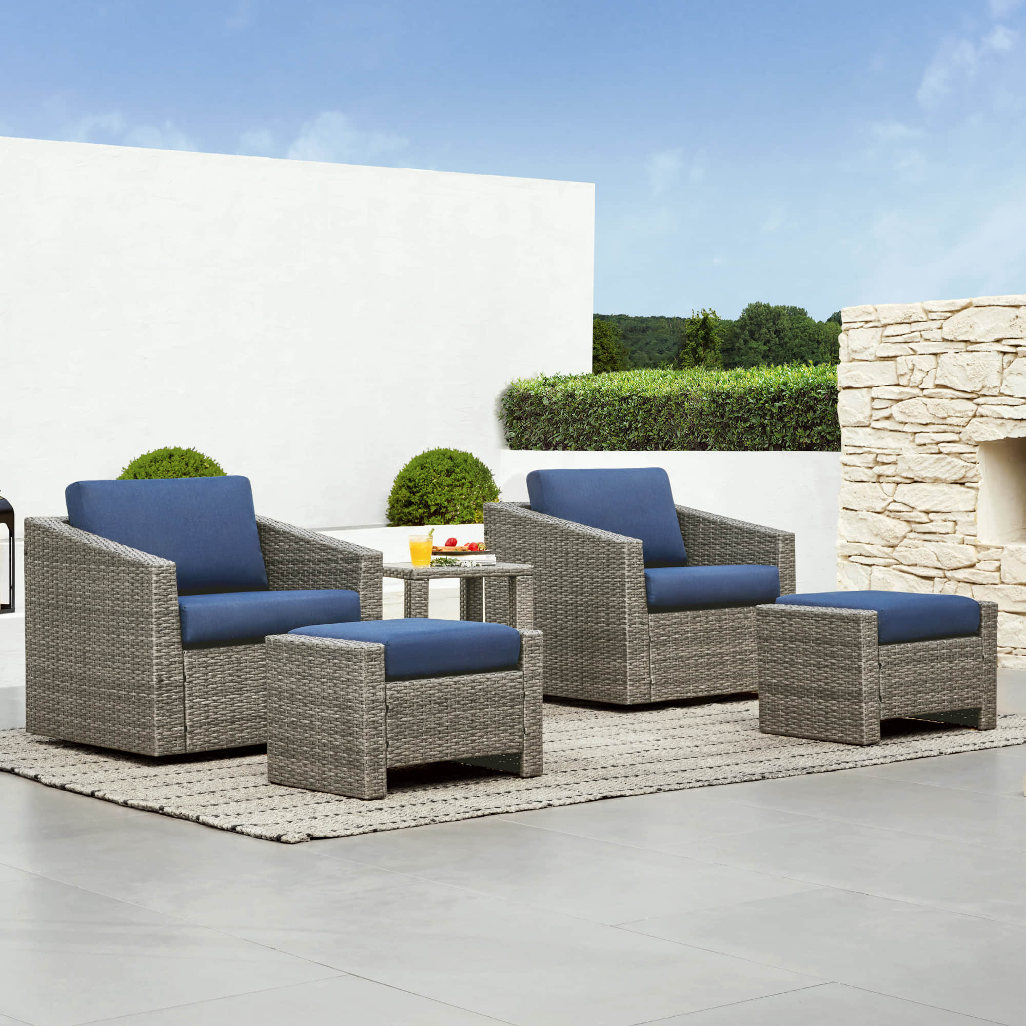 Calum Rattan Outdoor Ottoman - Image 26